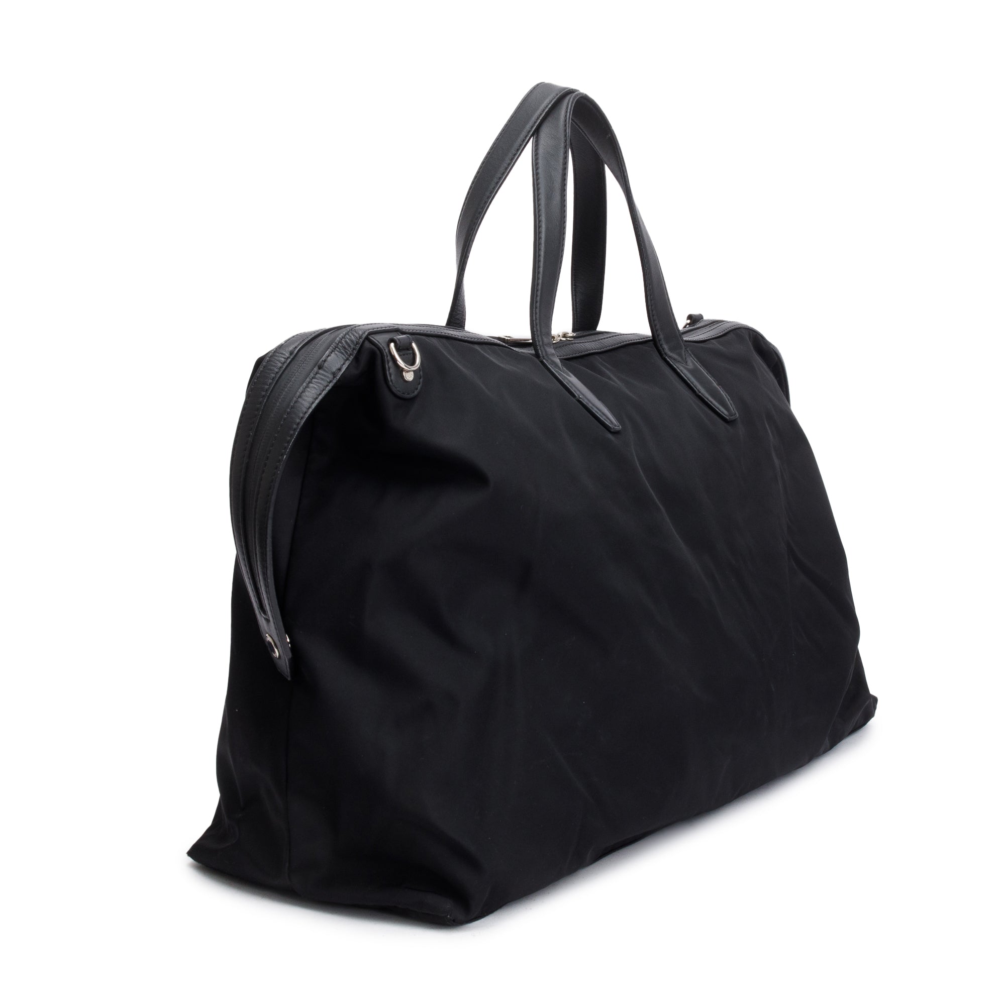 Fendi Black Nylon Leather Trim Vocabulary Duffle Bag w/ Strap