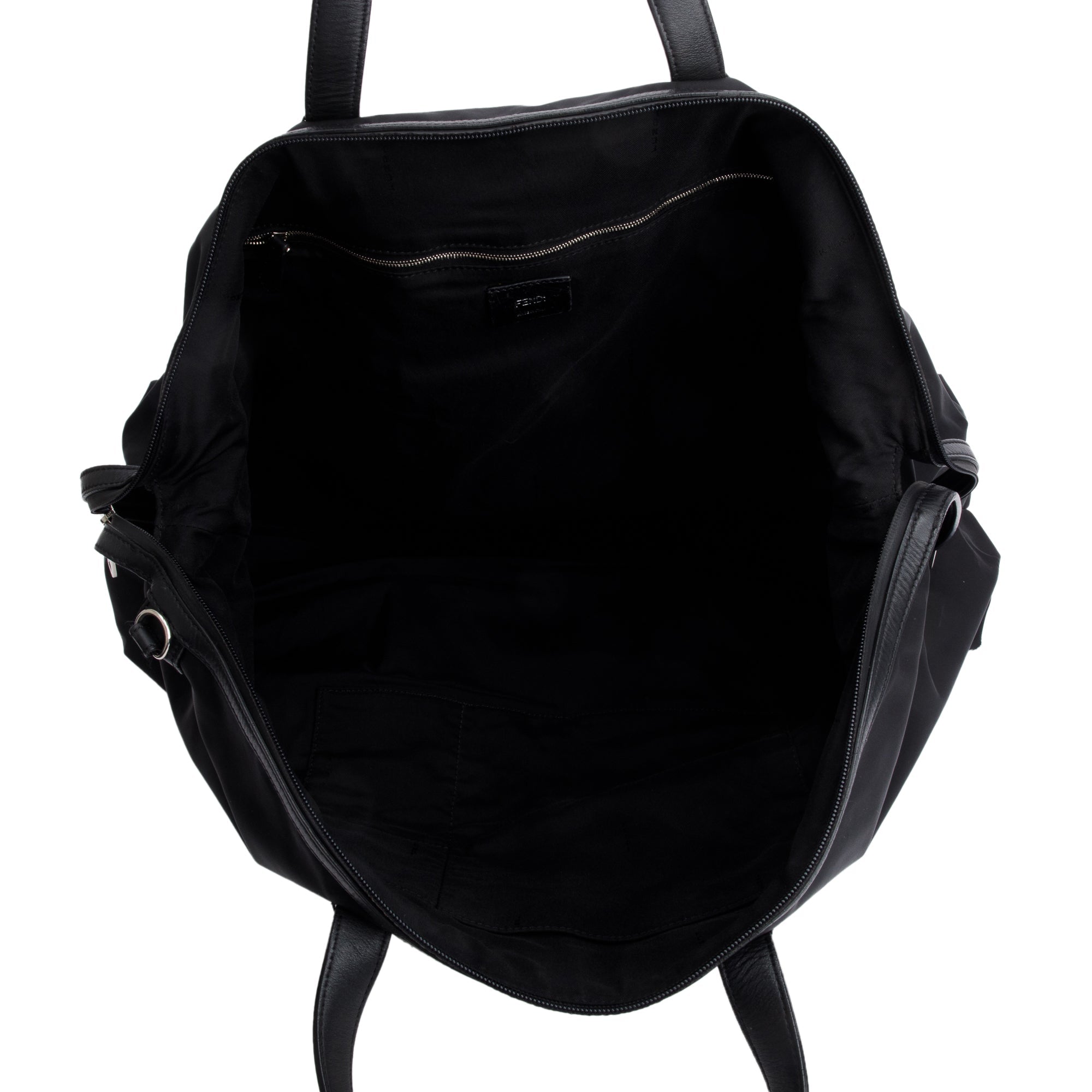 Fendi Black Nylon Leather Trim Vocabulary Duffle Bag w/ Strap