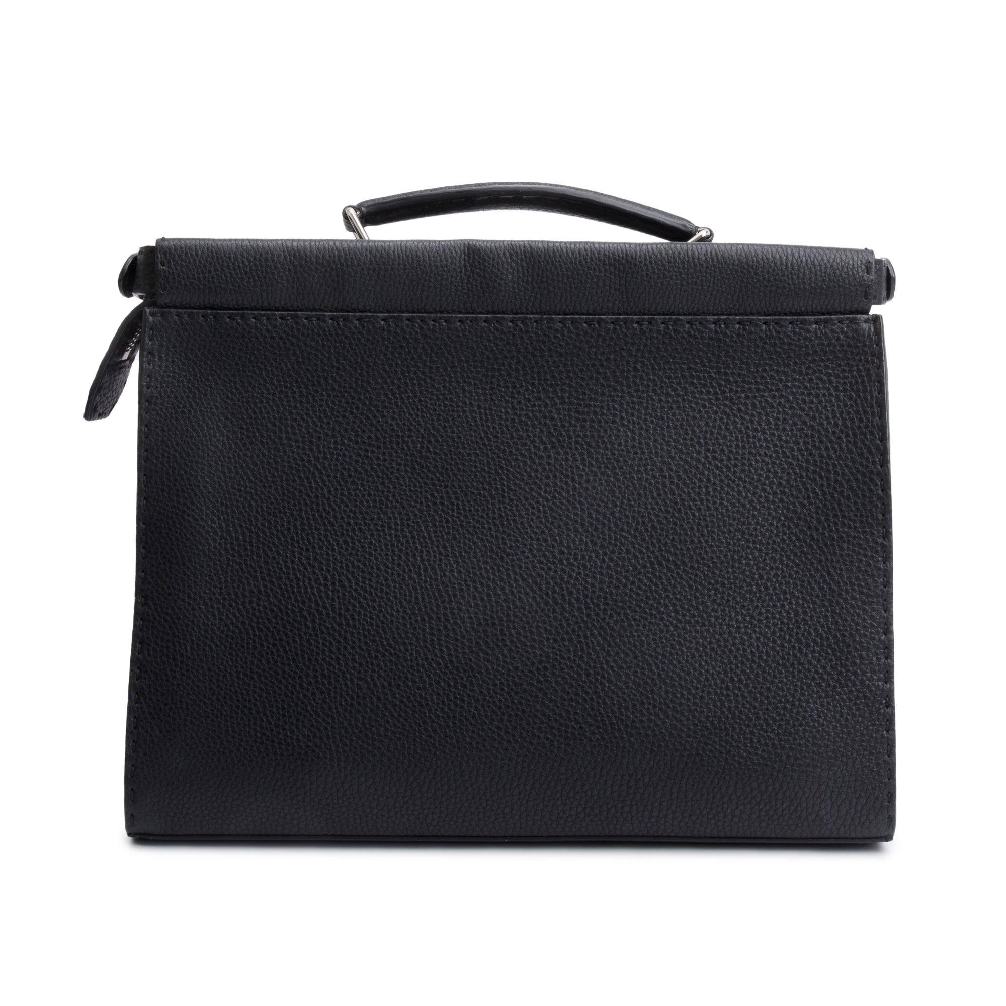 Fendi Black Selleria Leather Monster Peekaboo ISeeU Medium Briefcase w/ Strap