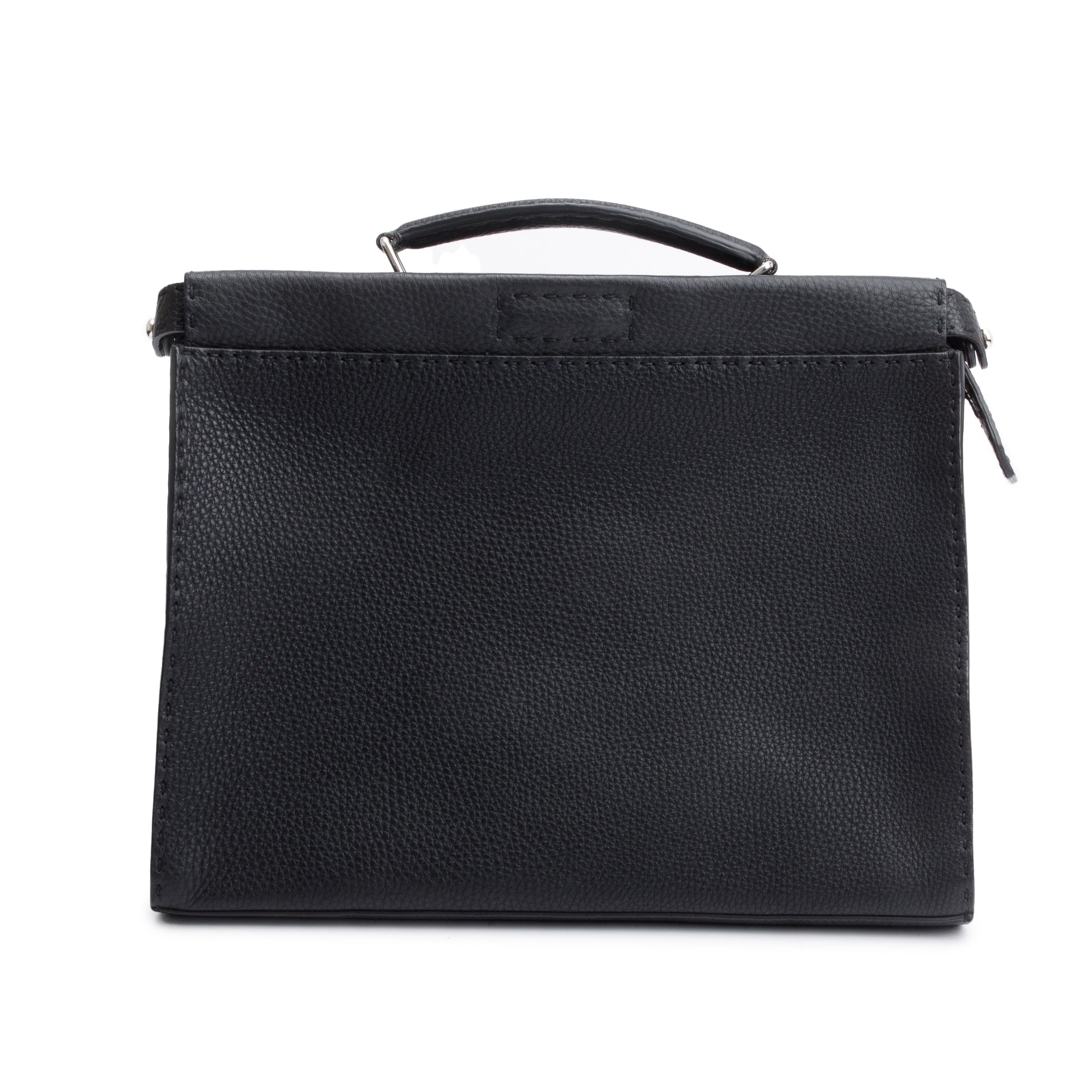 Fendi Black Selleria Leather Monster Peekaboo ISeeU Medium Briefcase w/ Strap