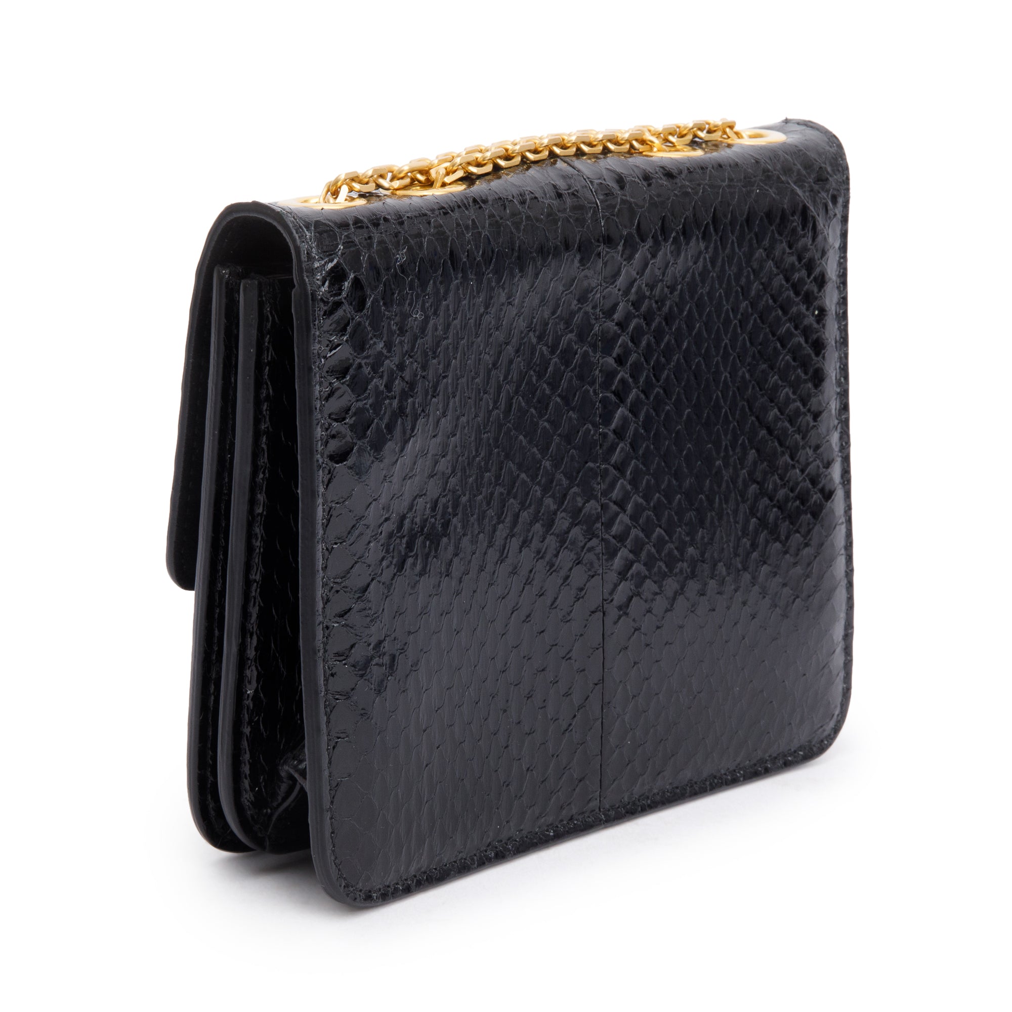 Fendi Black Snakeskin Fab Crossbody Bag