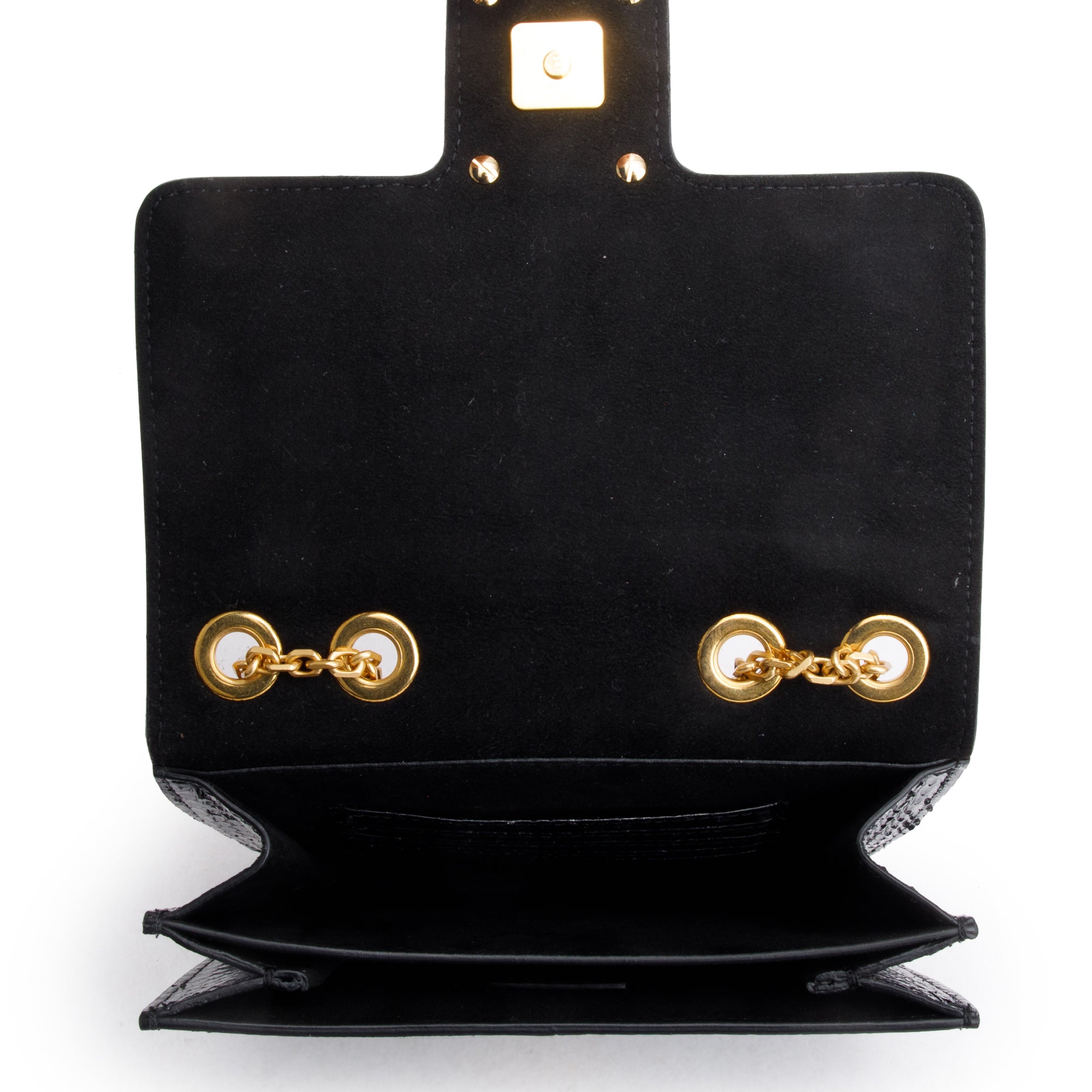 Fendi Black Snakeskin Fab Crossbody Bag