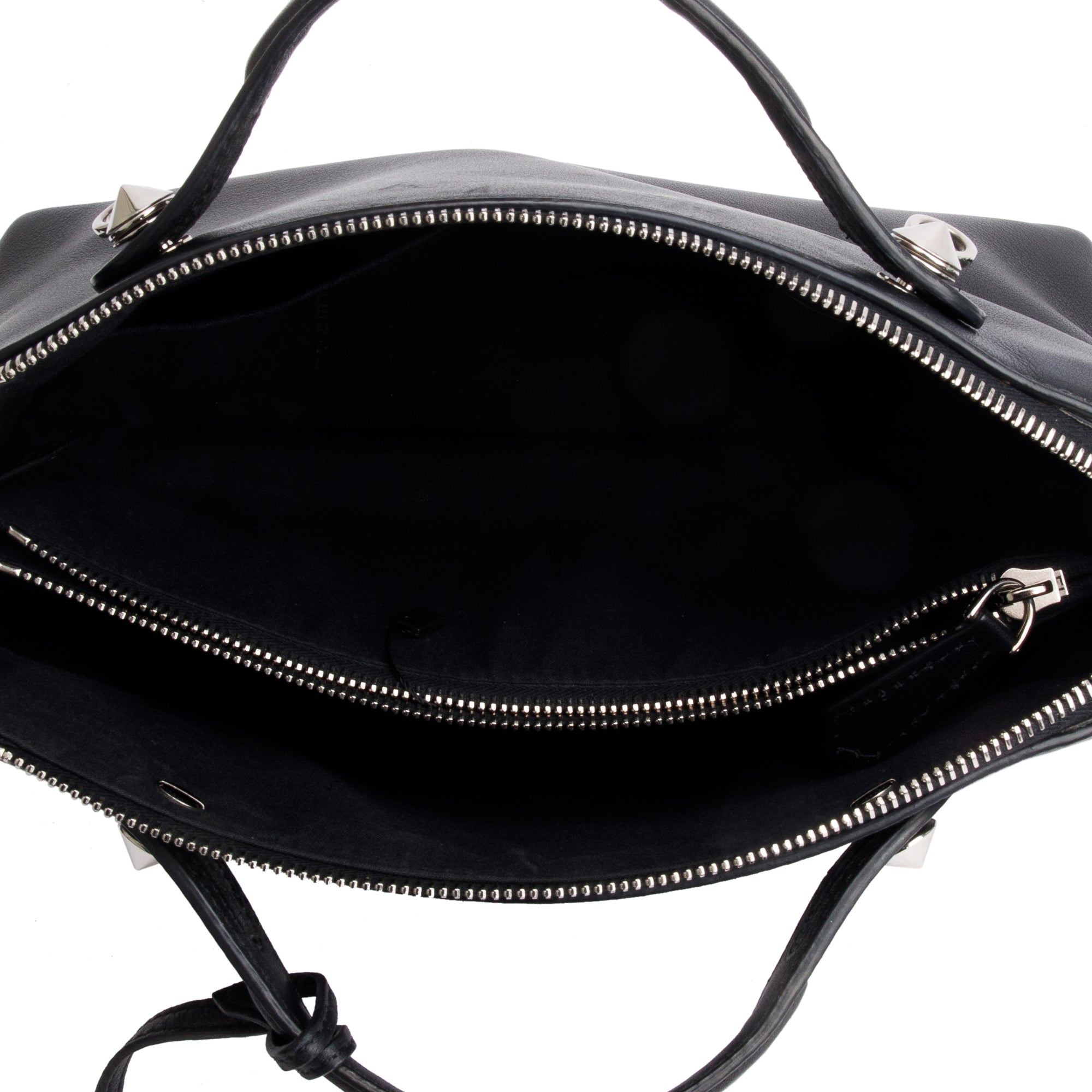 Fendi Black Vitello Dolce Flowerland Small By the Way Boston Bag w/ Flowerland Strap