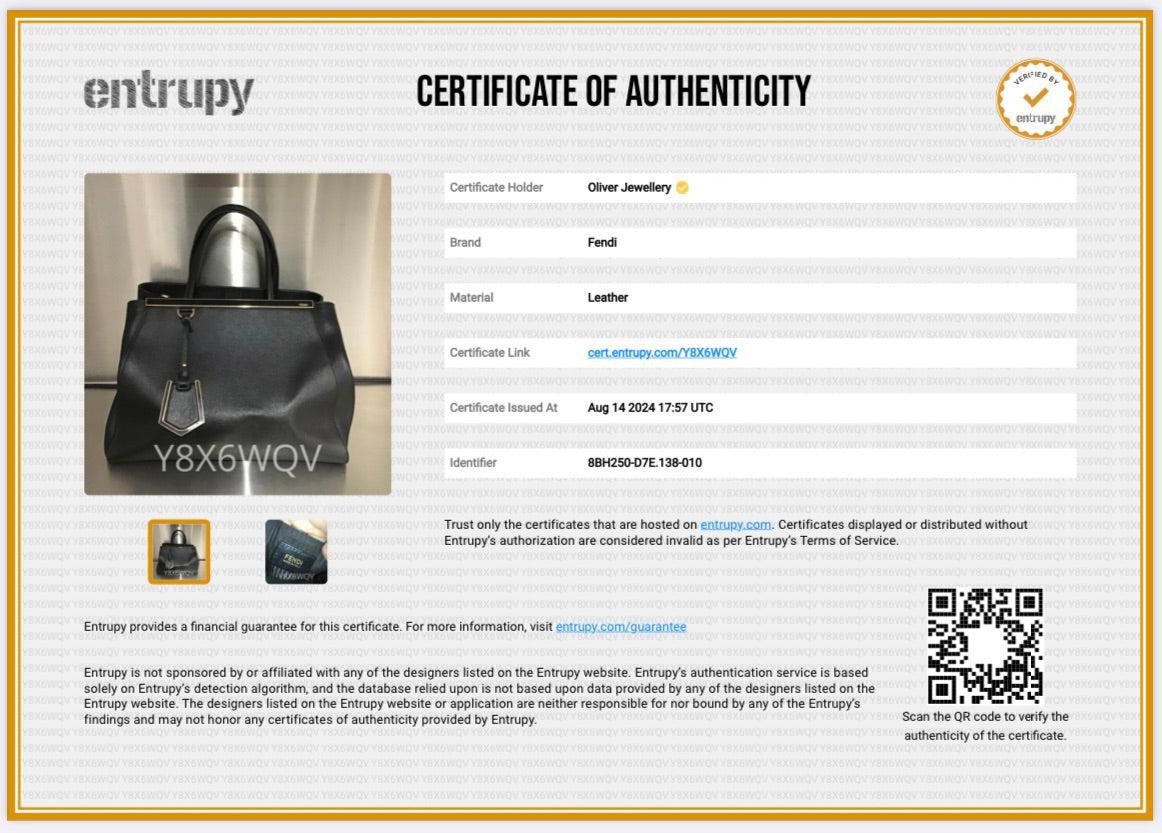 Fendi Black Vitello Elite Leather Medium 2Jours Tote w/ Strap