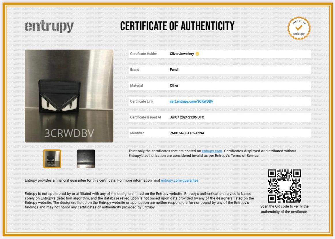 Fendi Black/Grey Leather Monster Motif Card Case