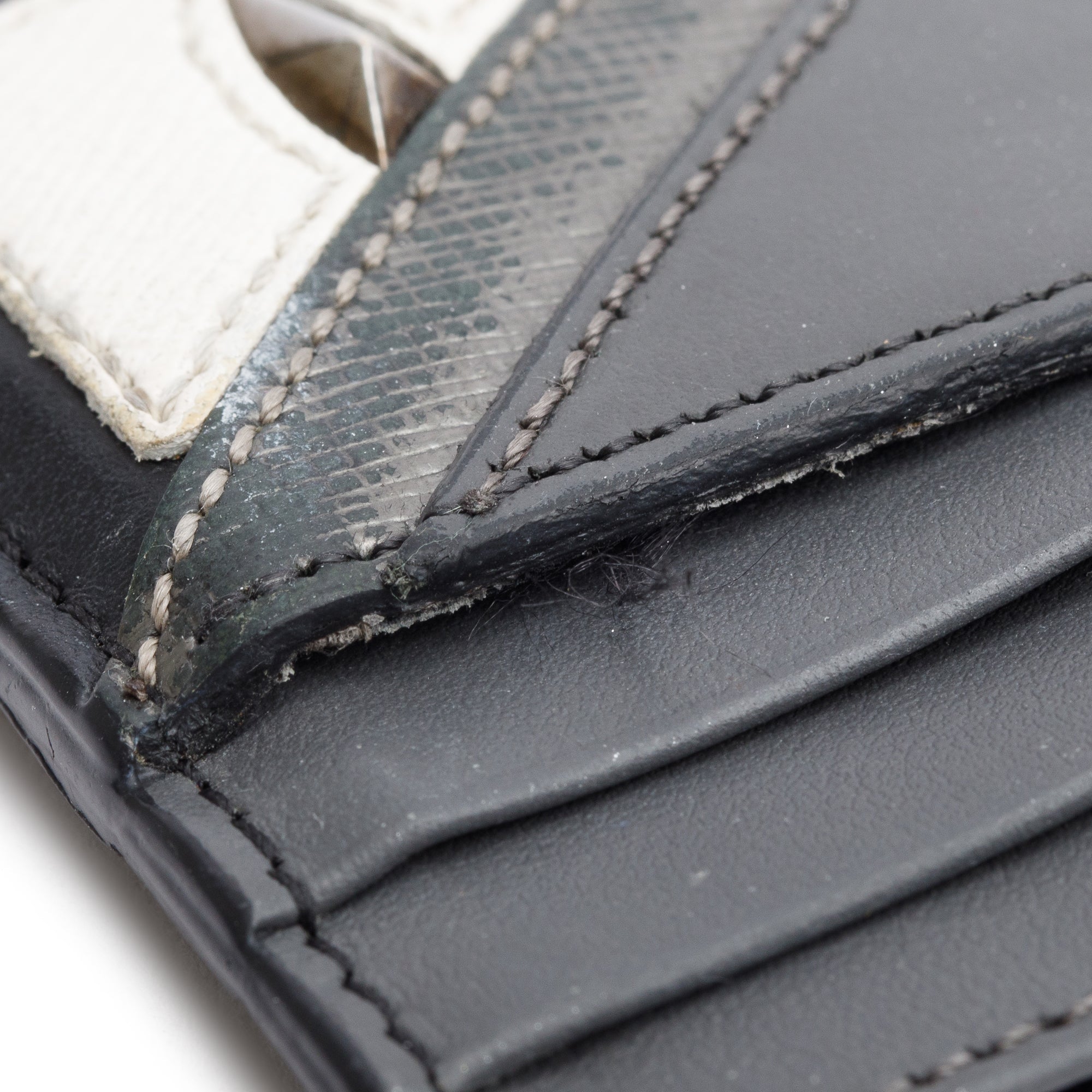 Fendi Black/Grey Leather Monster Motif Card Case