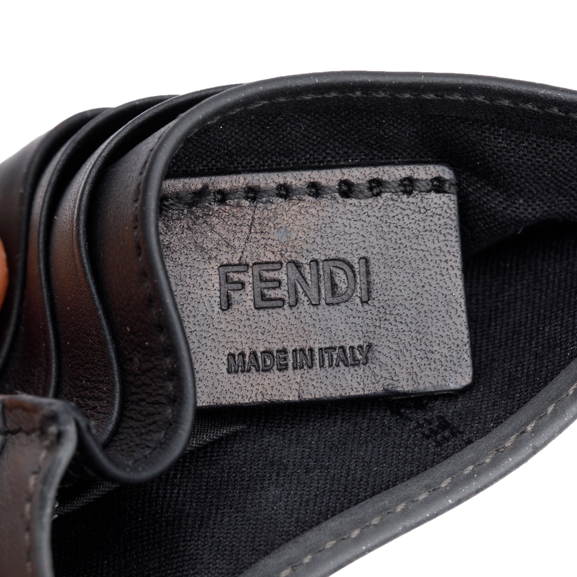 Fendi Black/Grey Leather Monster Motif Card Case