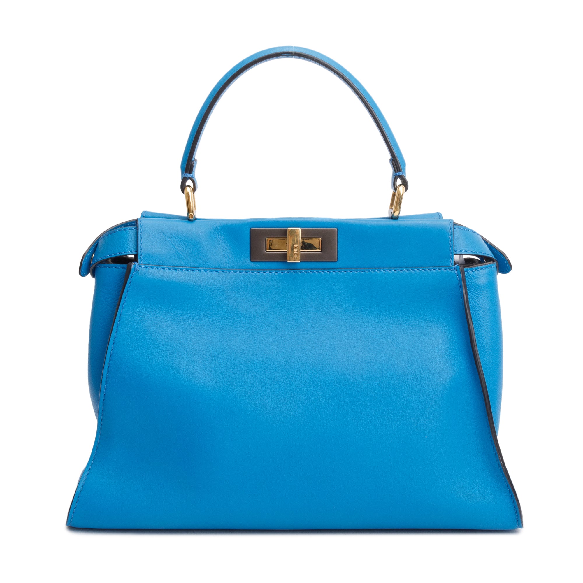 Fendi Blue Calfskin Leather Medium Peekaboo Bag w/ Strap