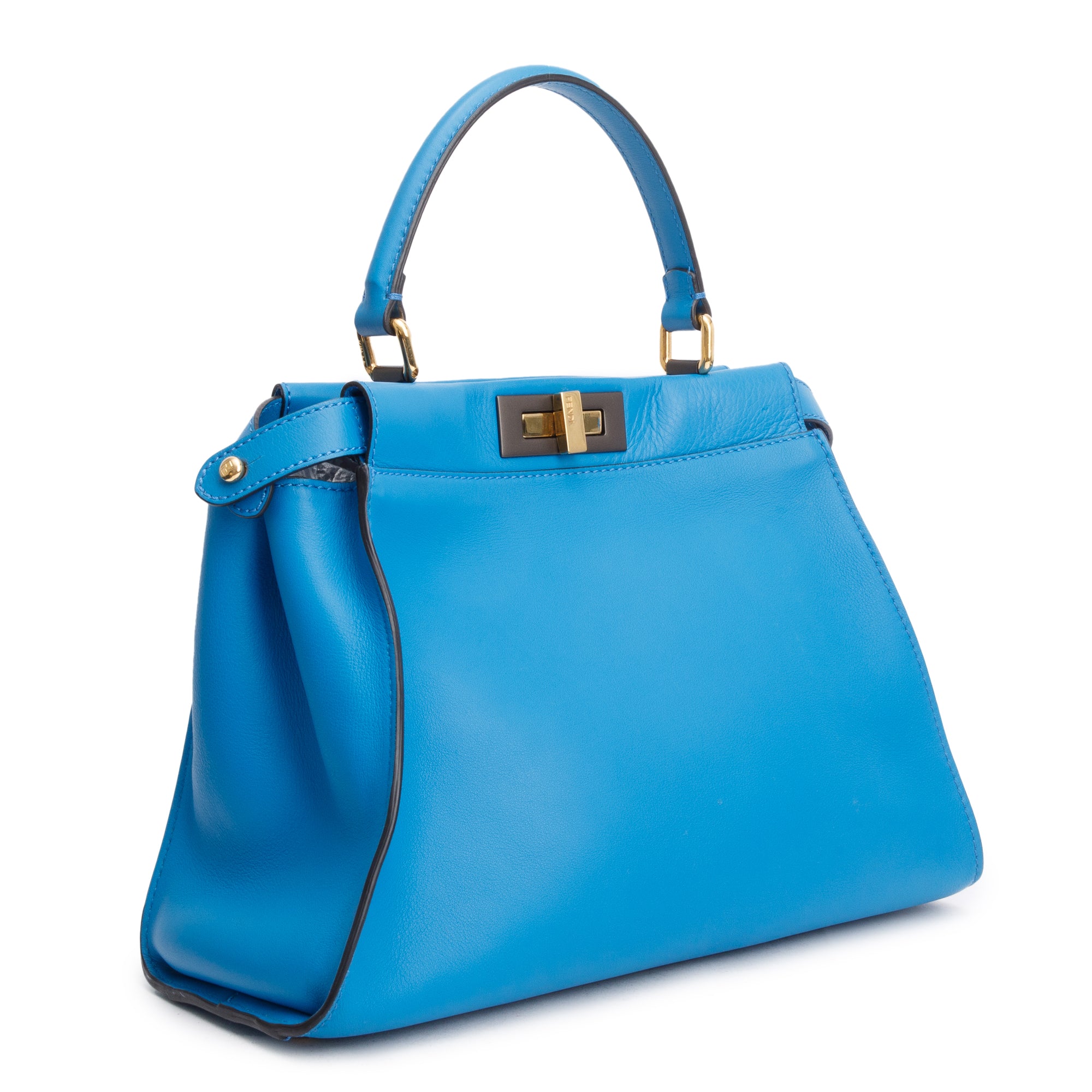 Fendi Blue Calfskin Leather Medium Peekaboo Bag w/ Strap