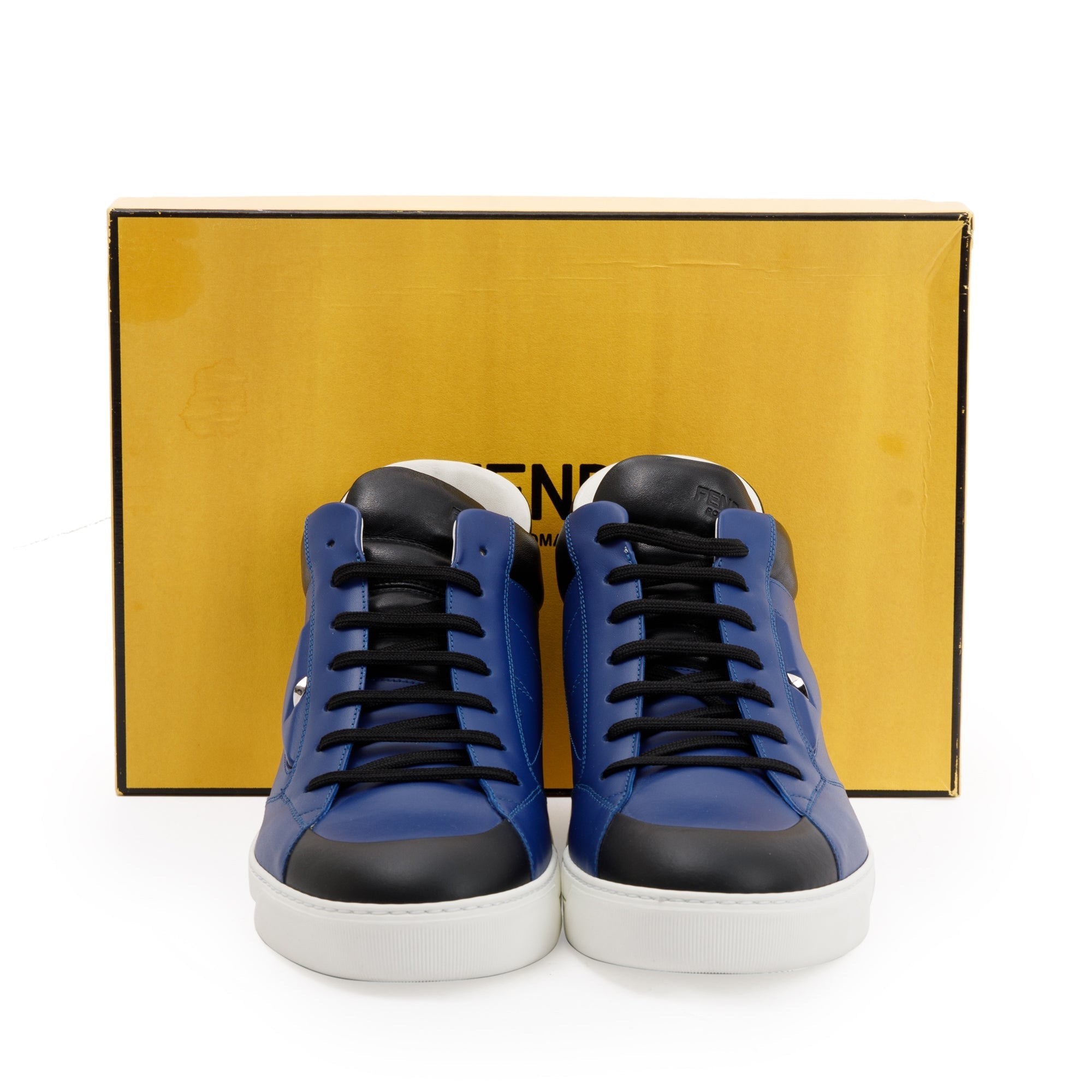 Fendi Blue Leather Sneakers, Size 10 w/ Box