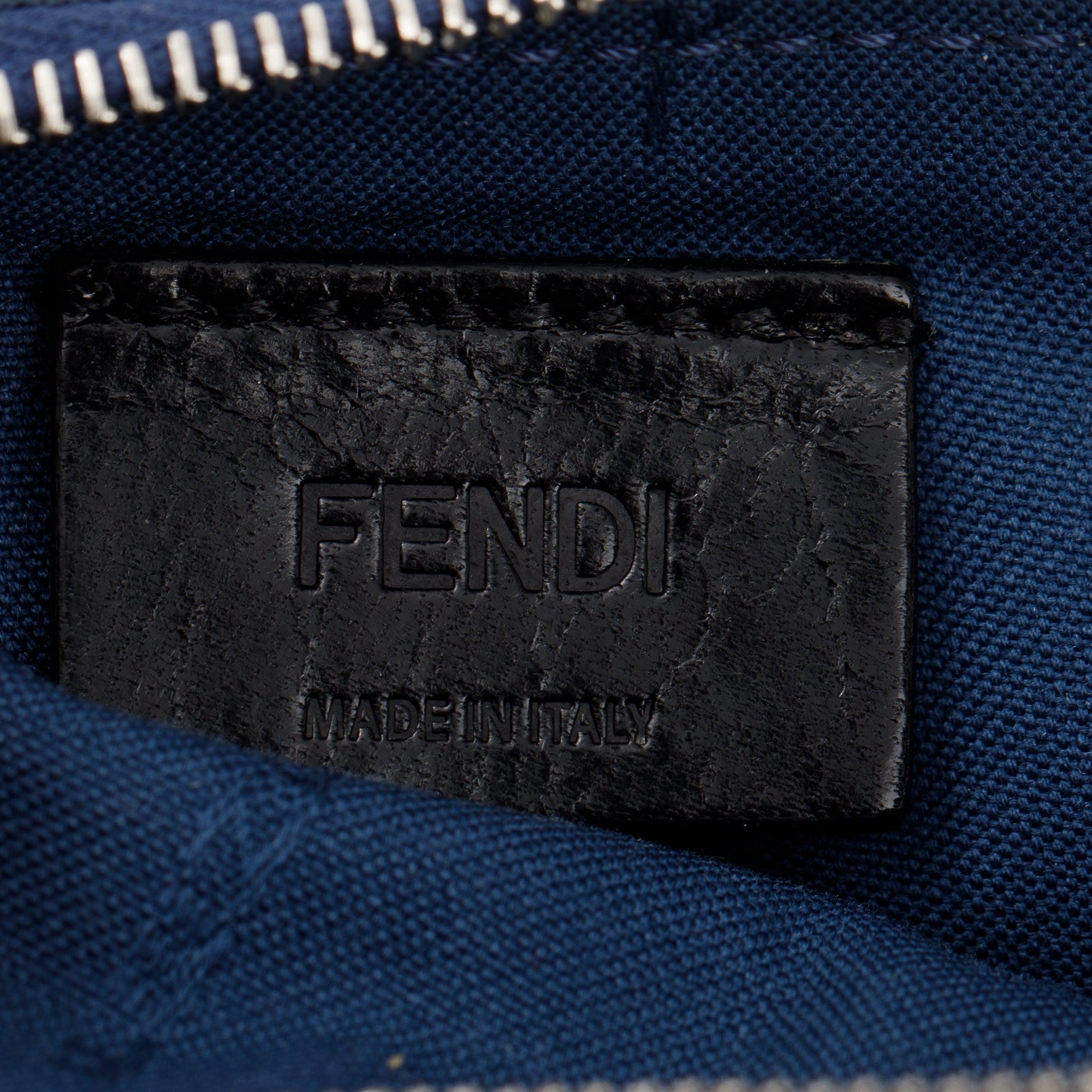 Fendi Blue Leather Zipped Card Case w/ Box