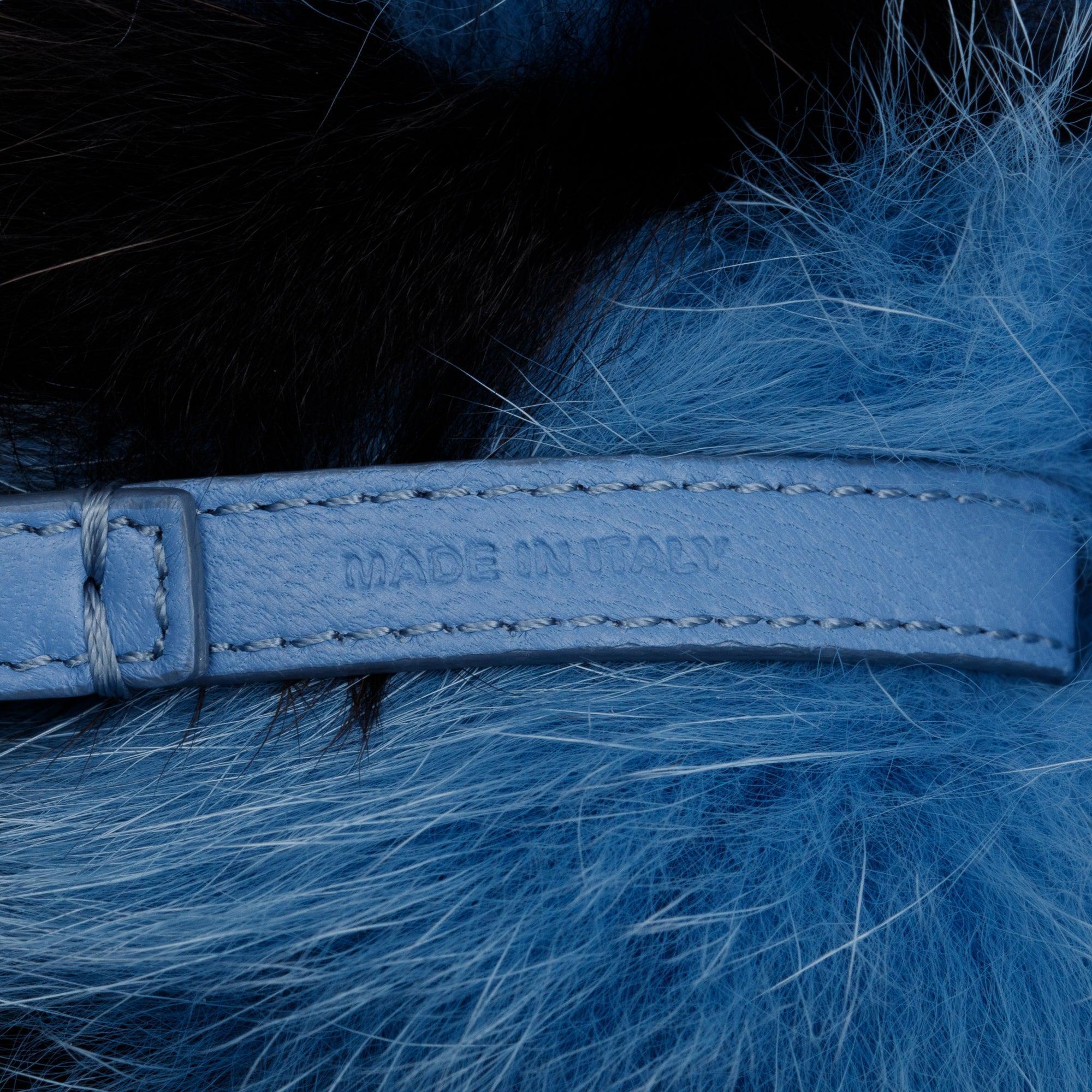 Fendi Blue Mink Fox Fur Alphabet 'H' Pompom Bag Charm