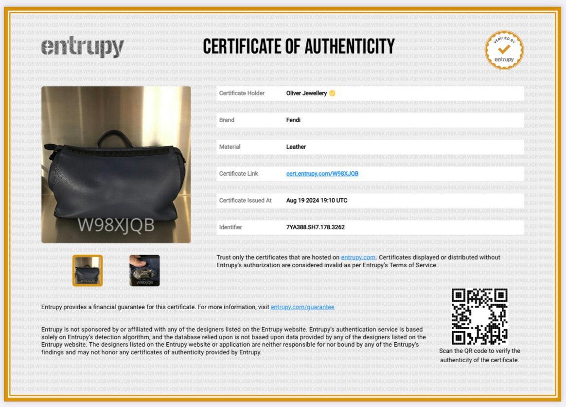 Fendi Blue Selleria Leather Studded XL Peekaboo Bag w/ Strap