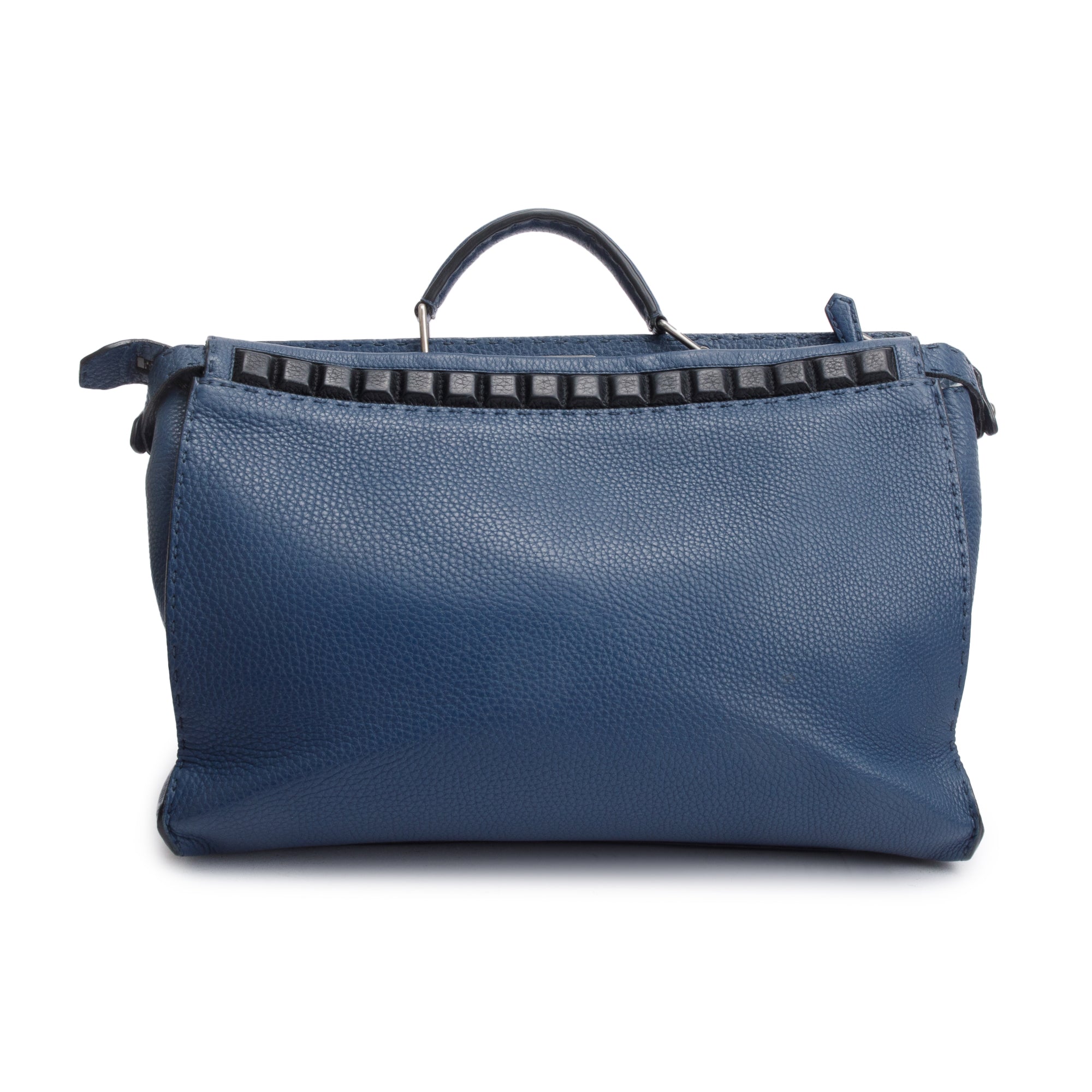 Fendi Blue Selleria Leather Studded XL Peekaboo Bag w/ Strap