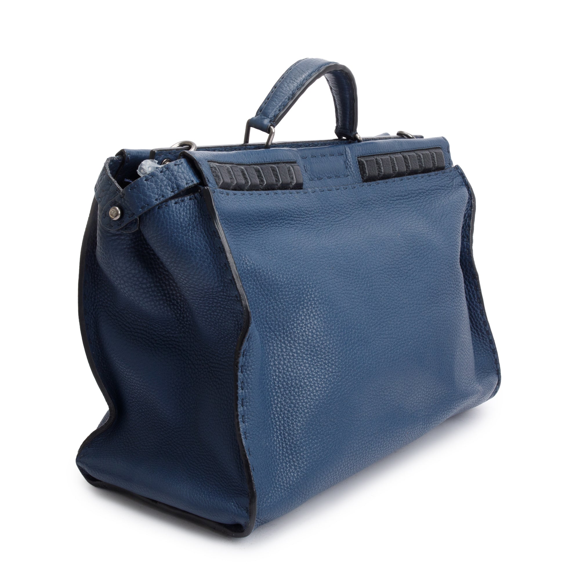 Fendi Blue Selleria Leather Studded XL Peekaboo Bag w/ Strap