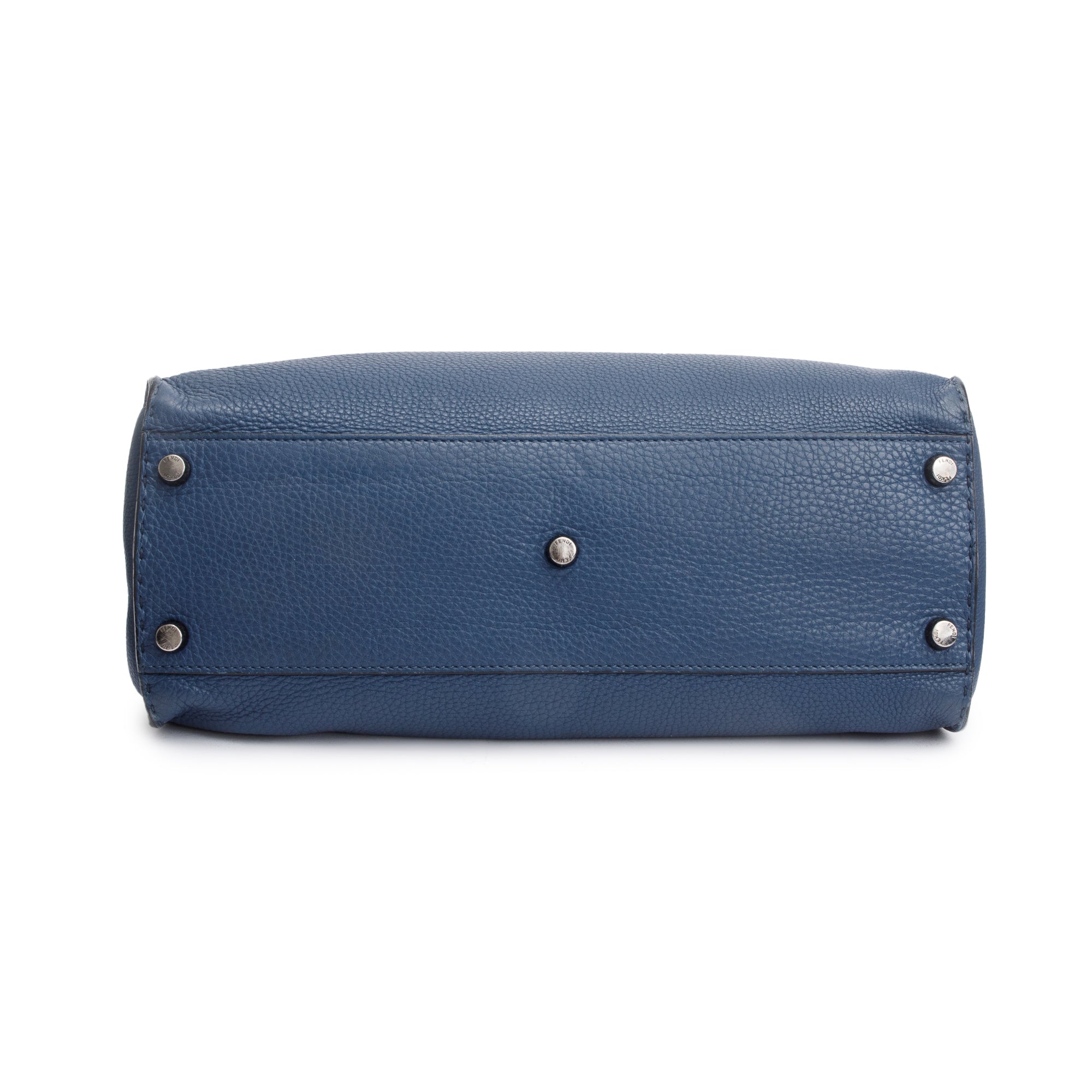 Fendi Blue Selleria Leather Studded XL Peekaboo Bag w/ Strap