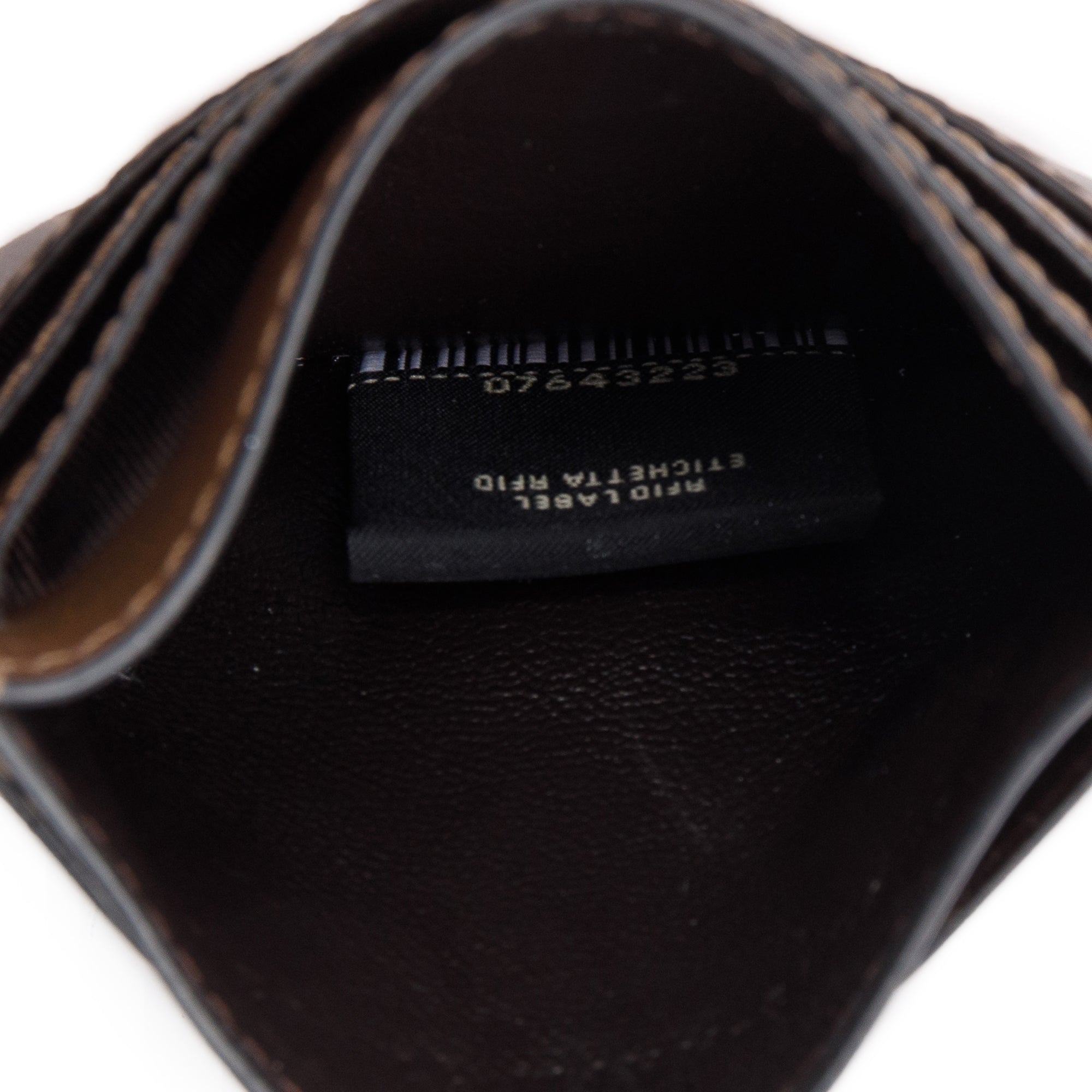 Fendi Brown & Black Vitello Soft FF Embossed Leather Card Holder w/ Box & Receipt