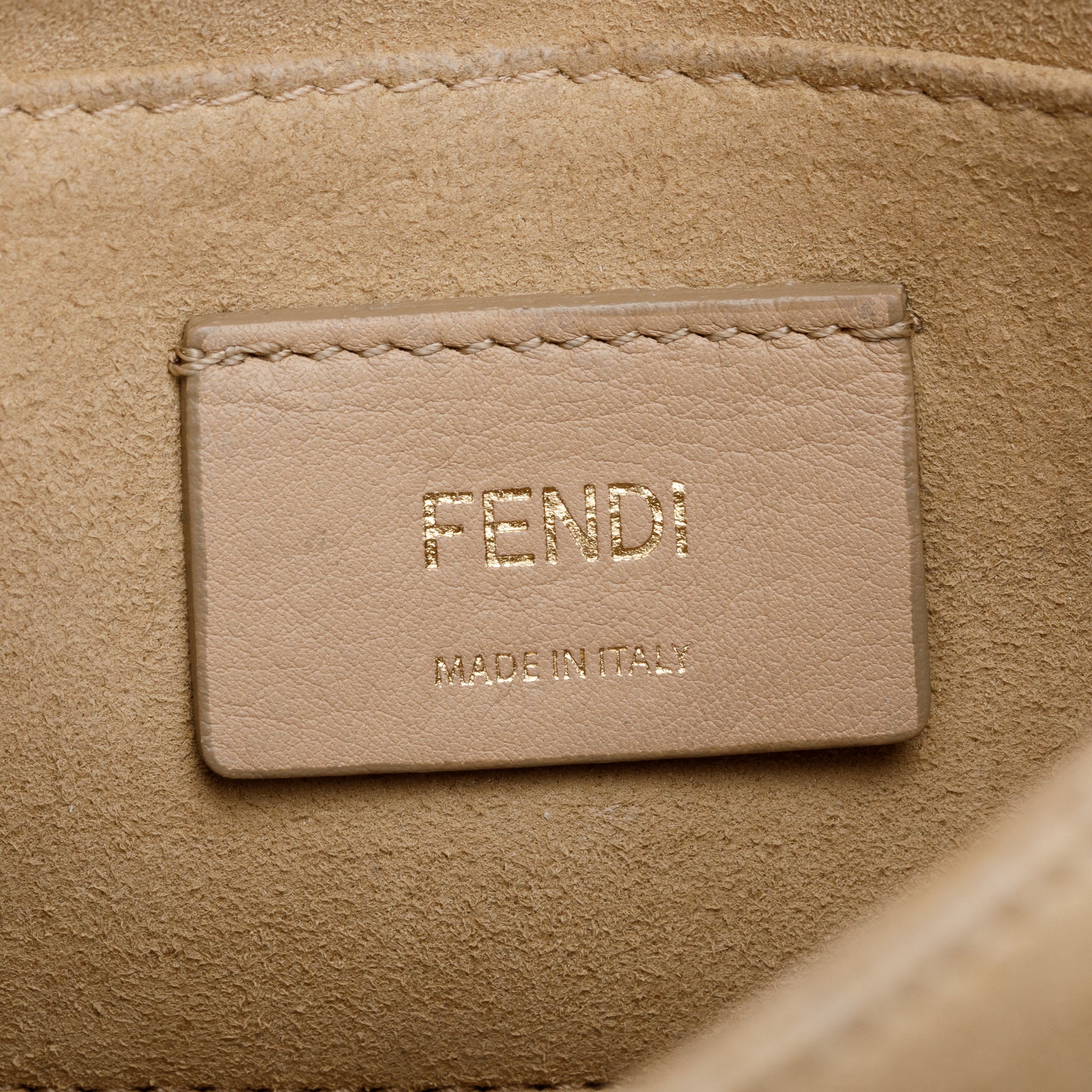 Fendi Brown Calfskin Leather Small Kan I Scallop Shoulder Bag