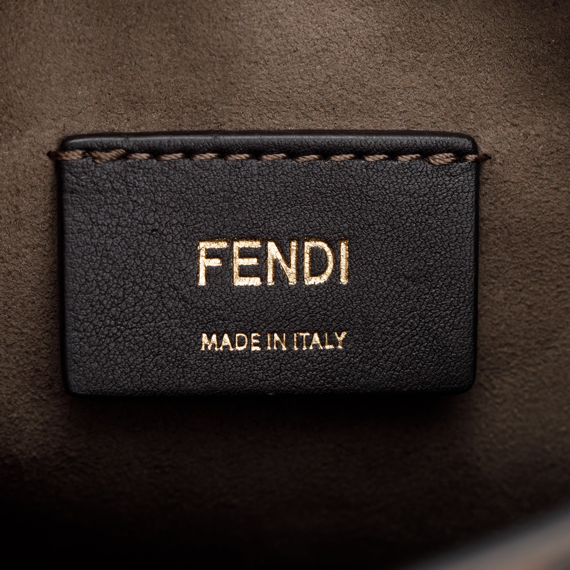 Fendi Brown FF 1974 Embossed Calfskin Leather Mini Mon Tresor Bucket Bag w/ Strap