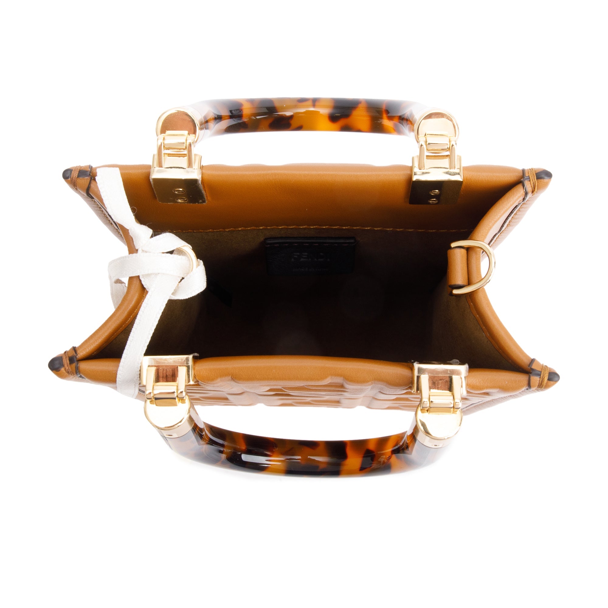 Fendi Brown FF Embossed Leather Mini Sunshine Shopper Tote