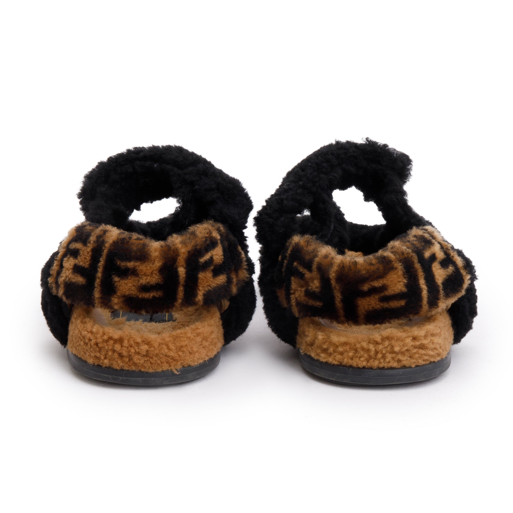 Fendi Brown FF Fur Fendi Feel Sandals, Size 37