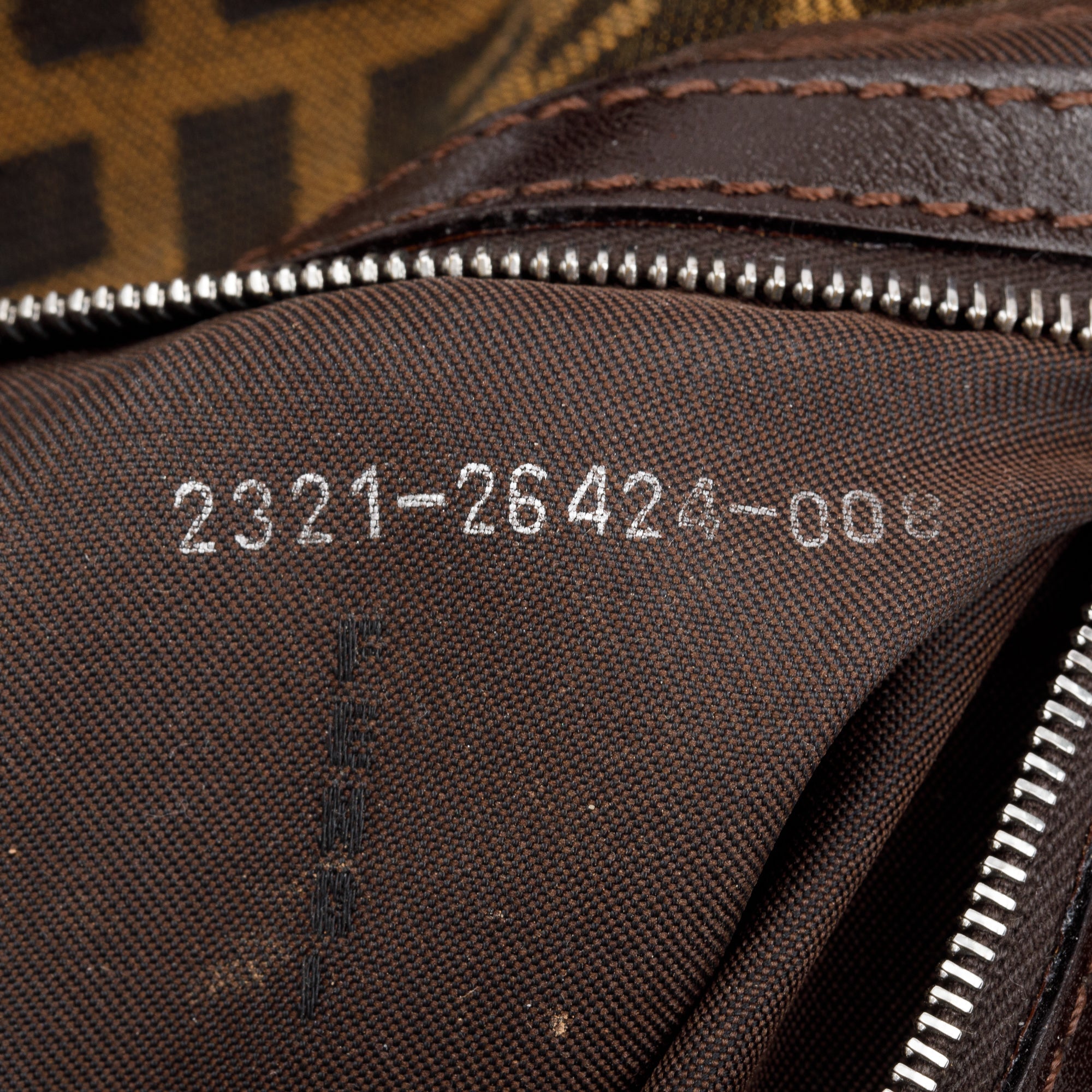 Fendi Brown FF Zucca Canvas Brown Leather Trim Baguette Shoulder Bag