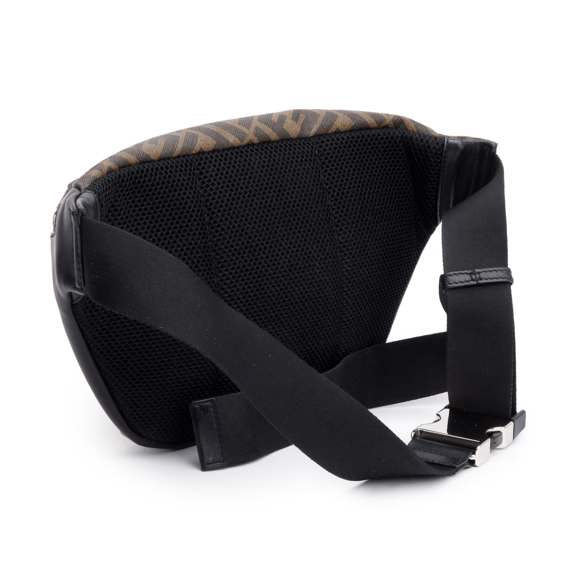 Fendi Brown FF Zucca Canvas Calfskin Leather 1974 Diagonal Belt Bag