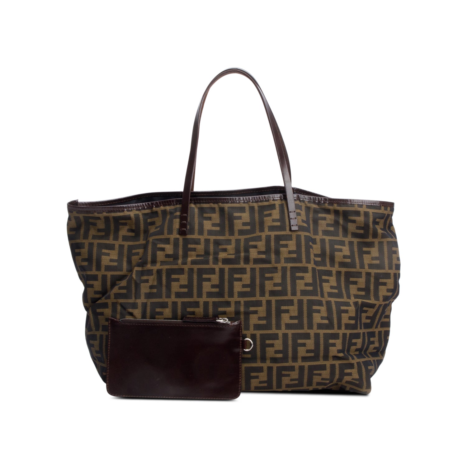 Fendi Brown FF Zucca Canvas Medium Roll Tote w/ Pouch