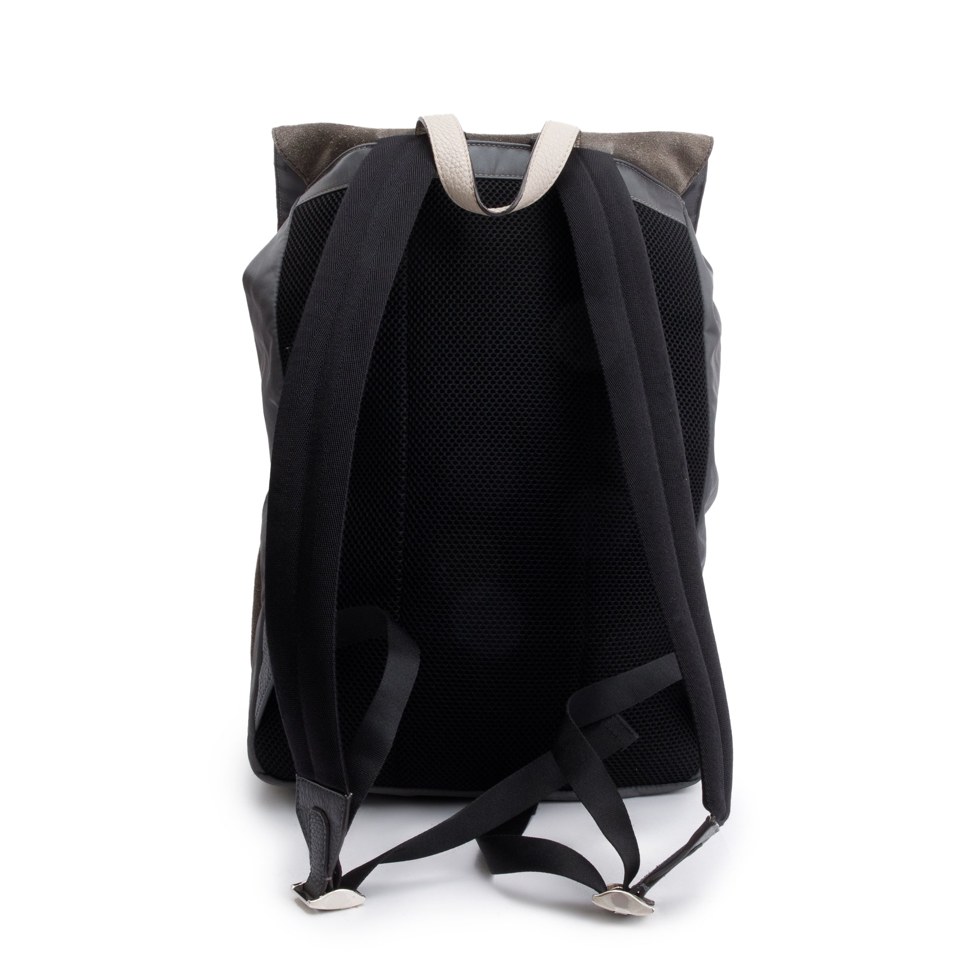 Fendi Brown FF Zucca Embossed Suede Grey Nylon Medium Fendiness Roma Backpack