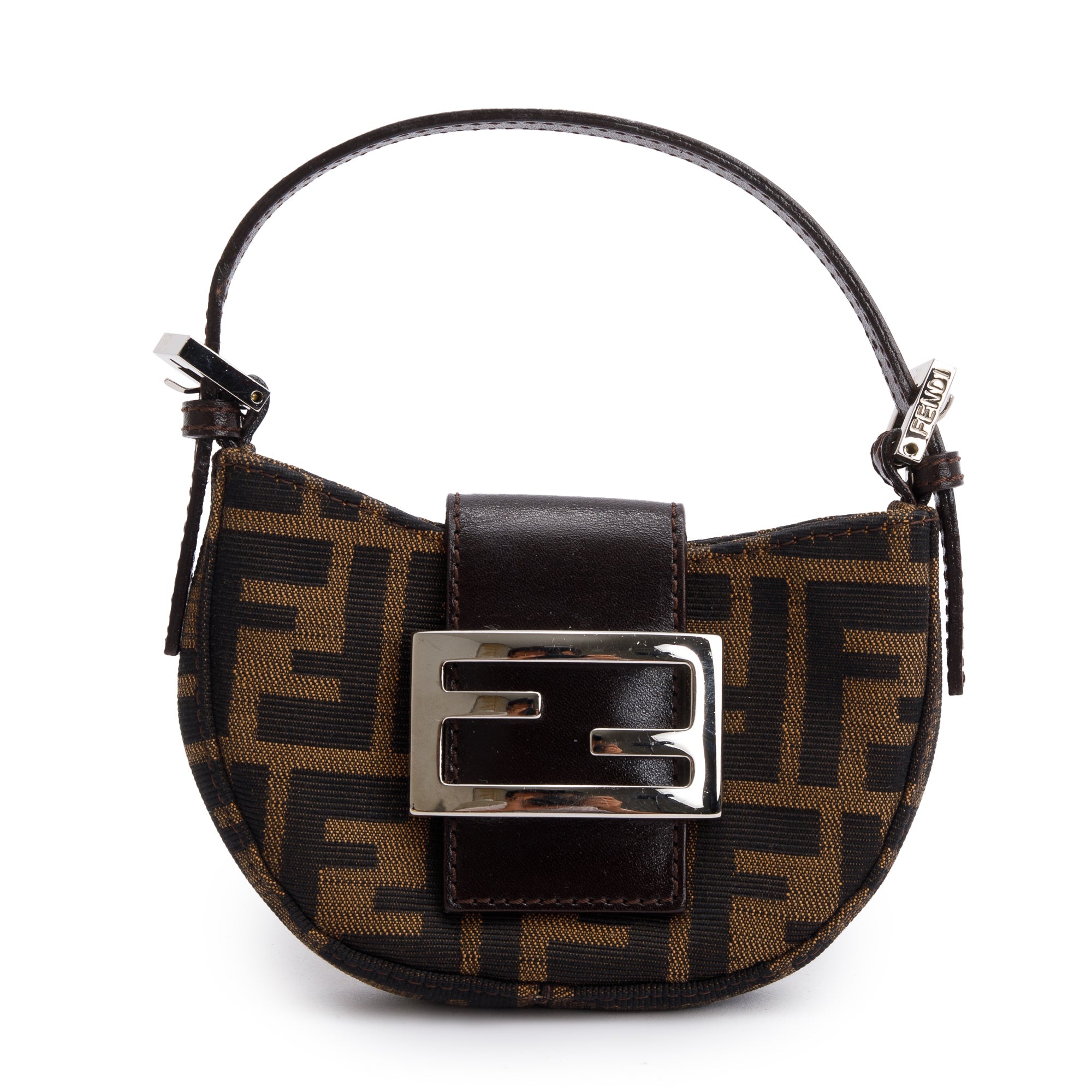 Fendi Brown FF Zucca Micro Baguette Hobo
