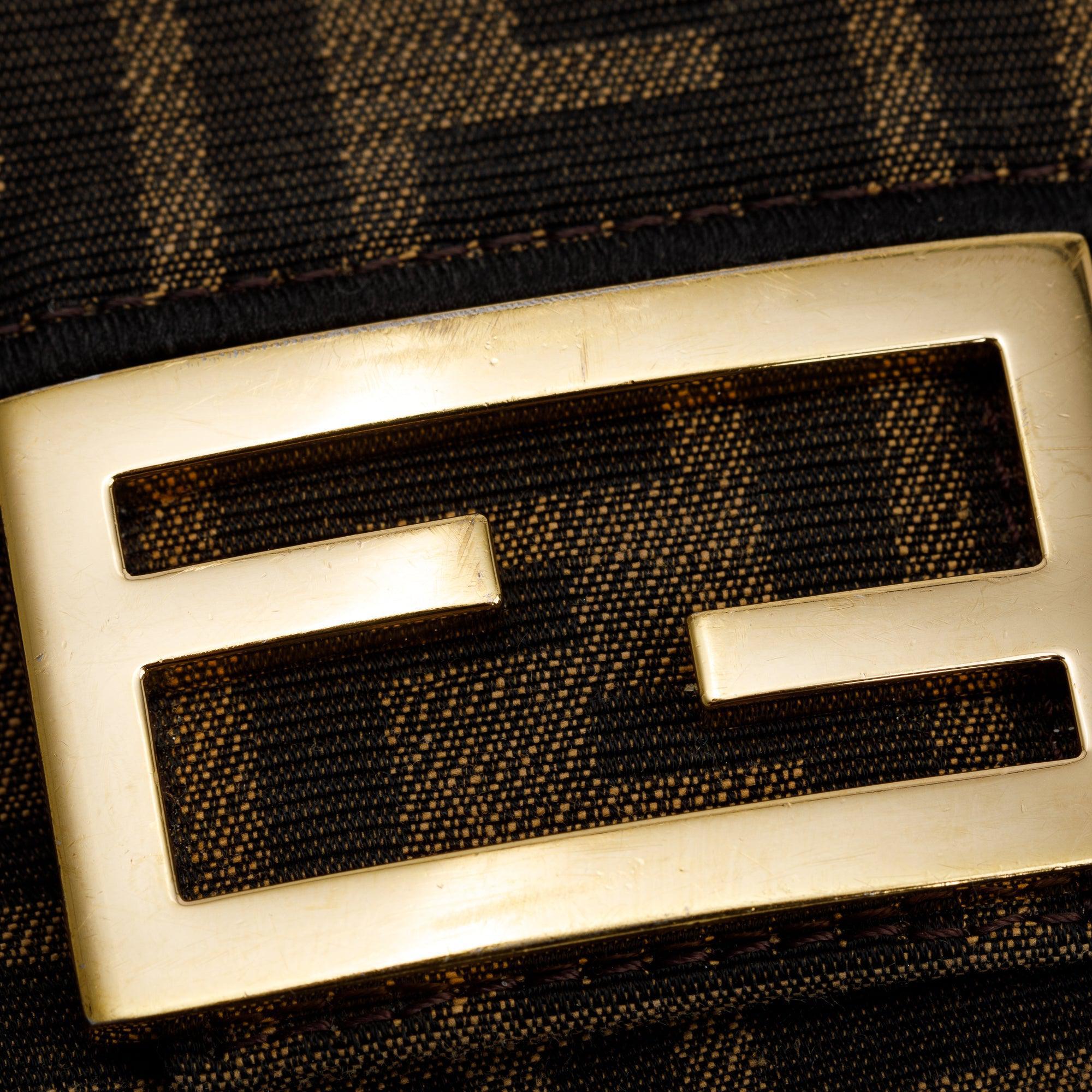 Fendi Brown FF Zucca Mini Be Baguette Chain Crossbody