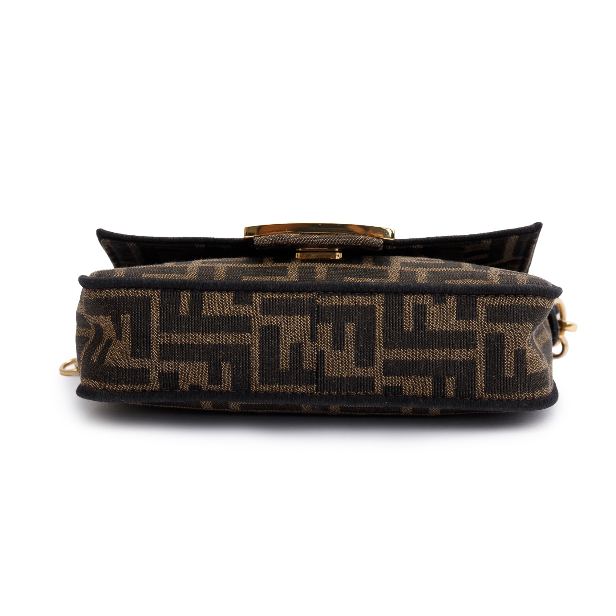 Fendi Brown FF Zucca Mini Be Baguette Chain Crossbody