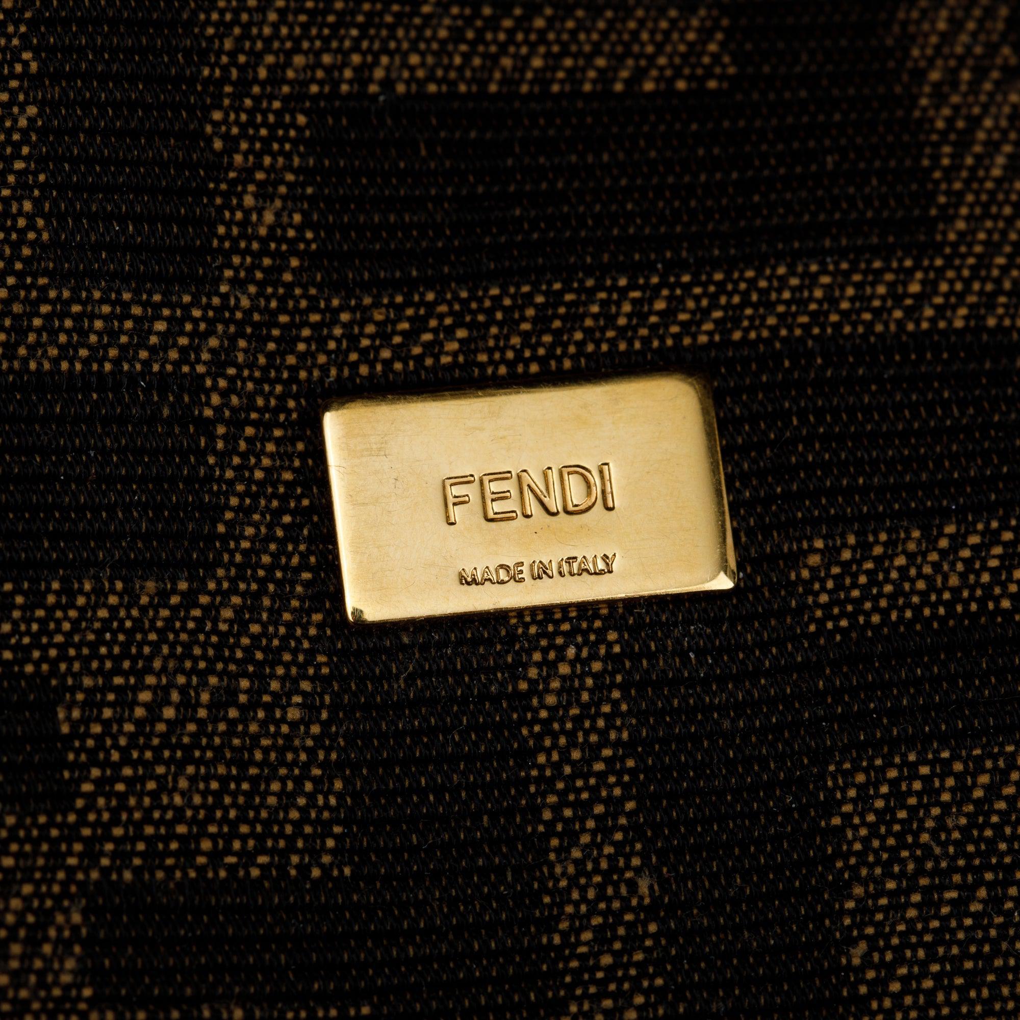 Fendi Brown FF Zucca Mini Be Baguette Chain Crossbody
