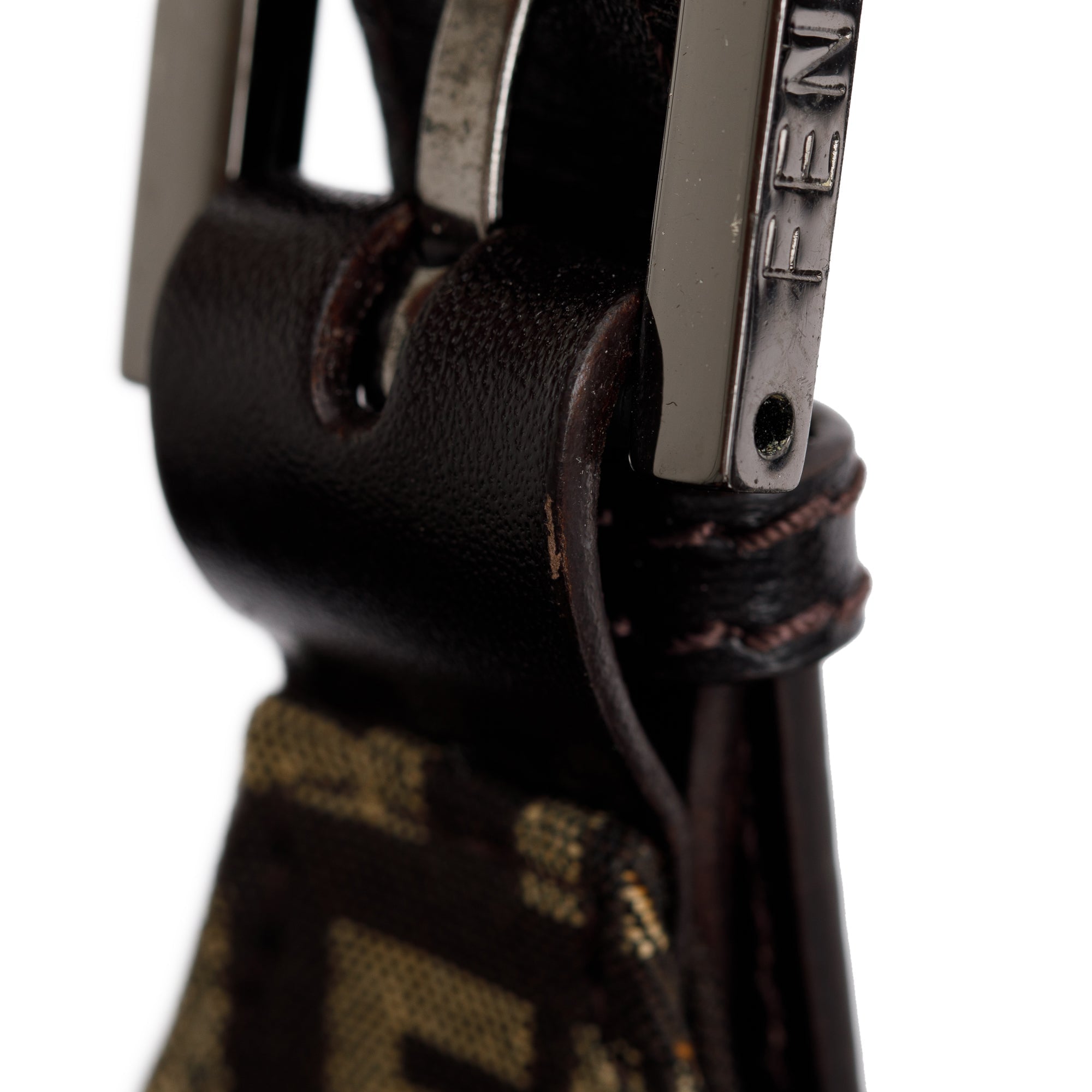 Fendi Brown Leather-Trimmed Zucchino Shoulder Bag