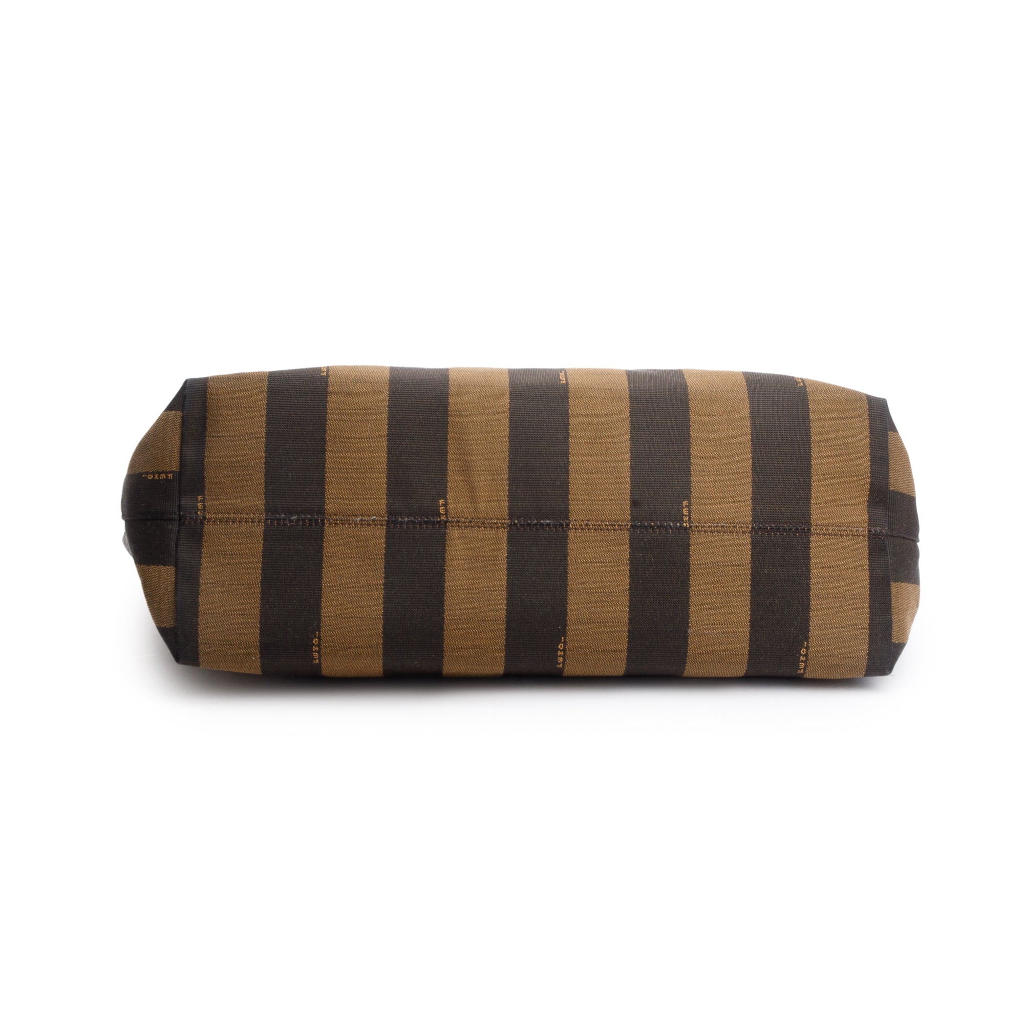 Fendi Brown Pequin Canvas Medium Roll Tote