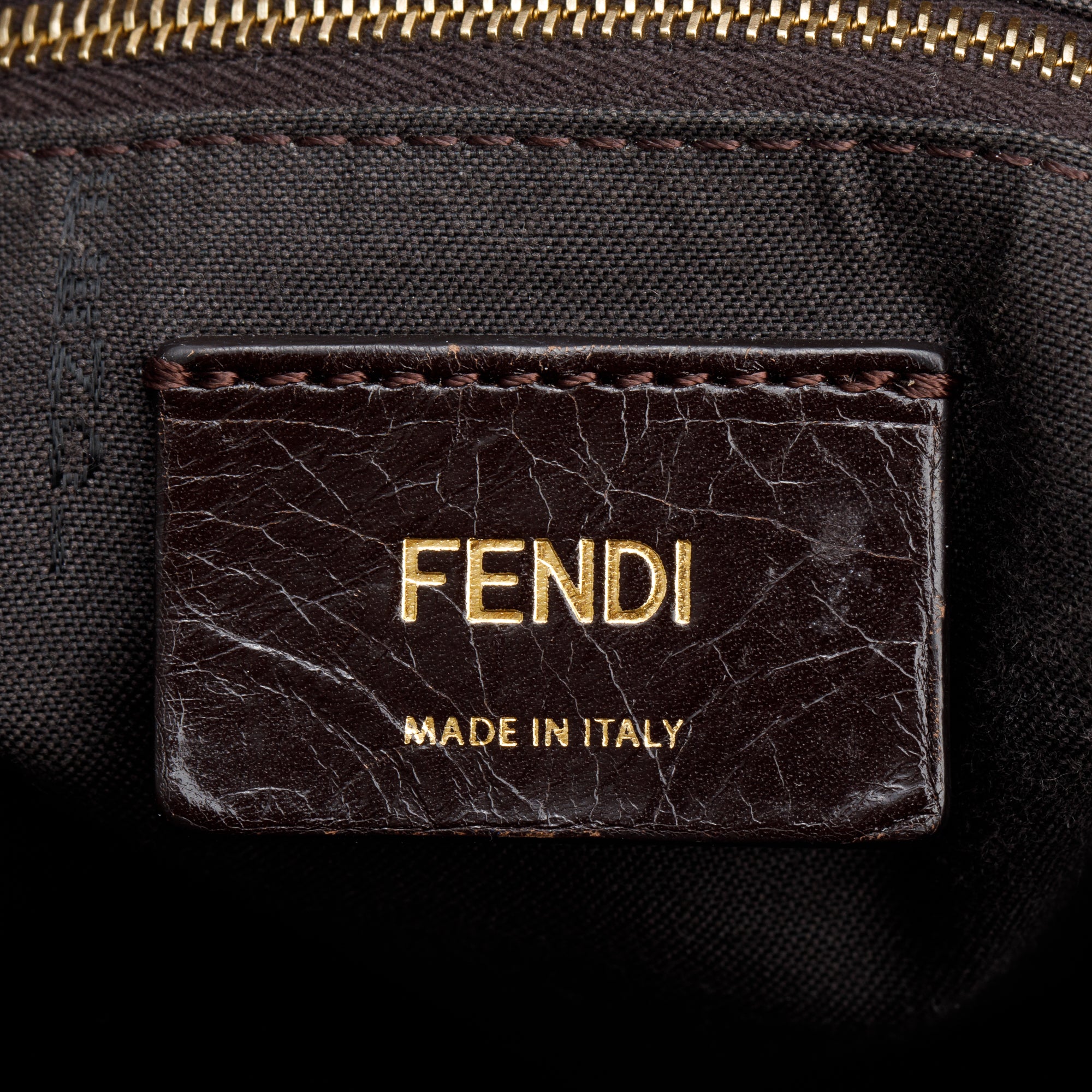 Fendi Brown Pequin Canvas Medium Roll Tote