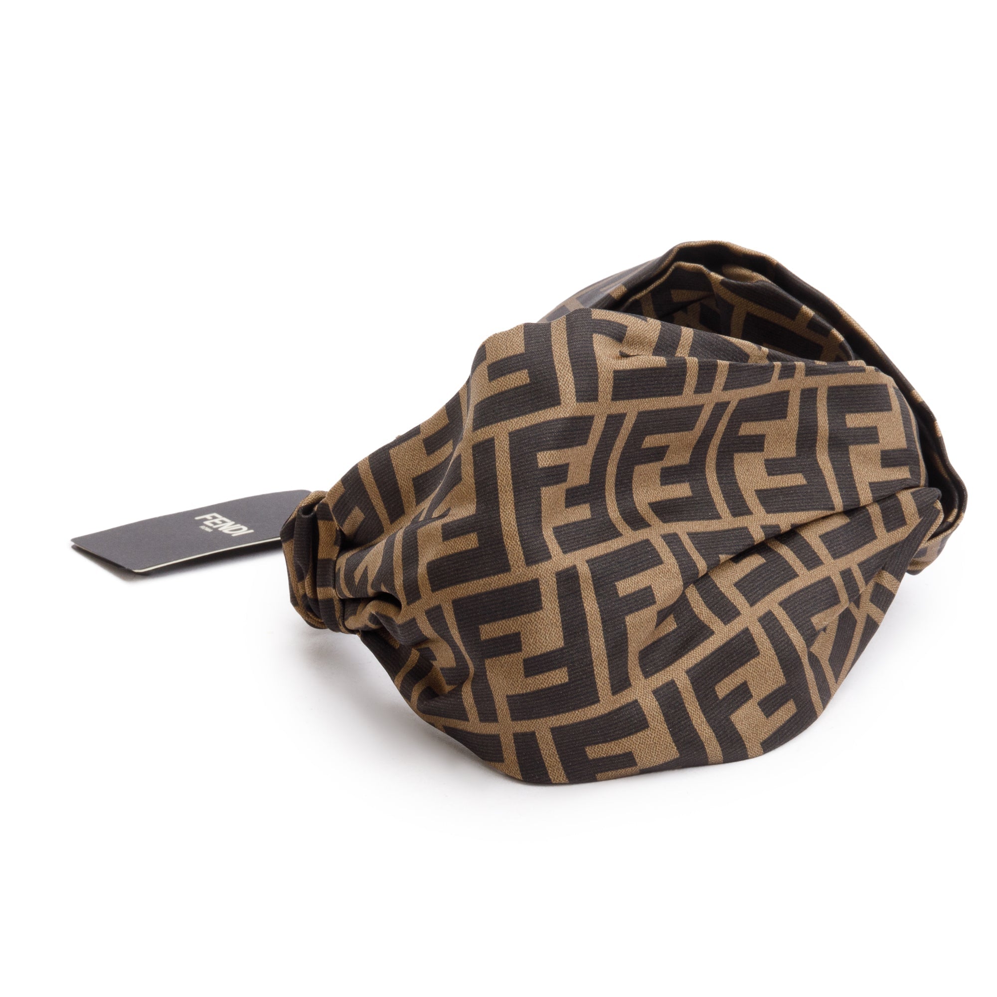 Fendi Brown Silk Zucca FF Logo Headband w/ Box