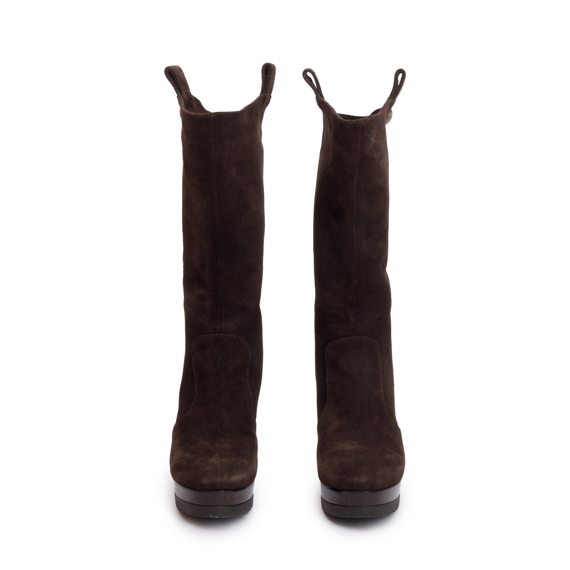 Fendi Brown Suede Mid-Calf Boots, Size 37