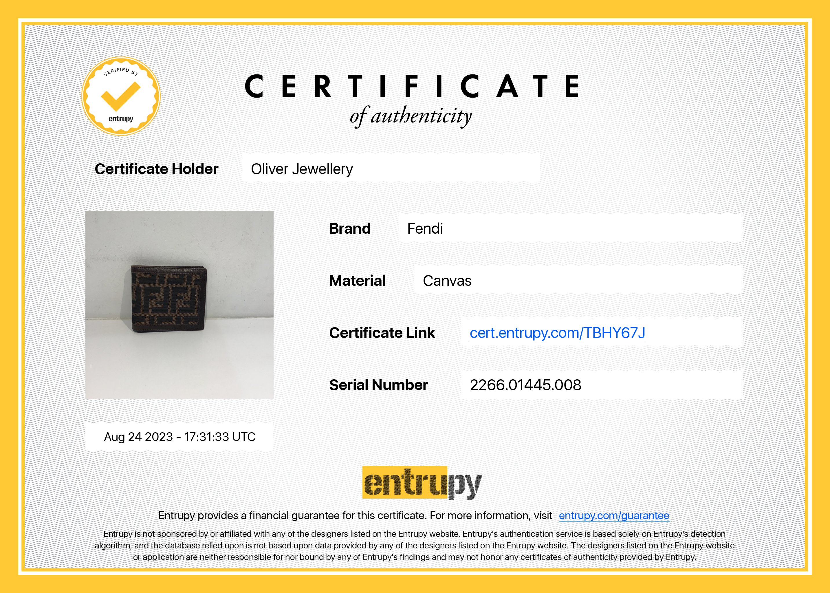 Fendi Brown Vintage Zucca Canvas FF Bifold Wallet