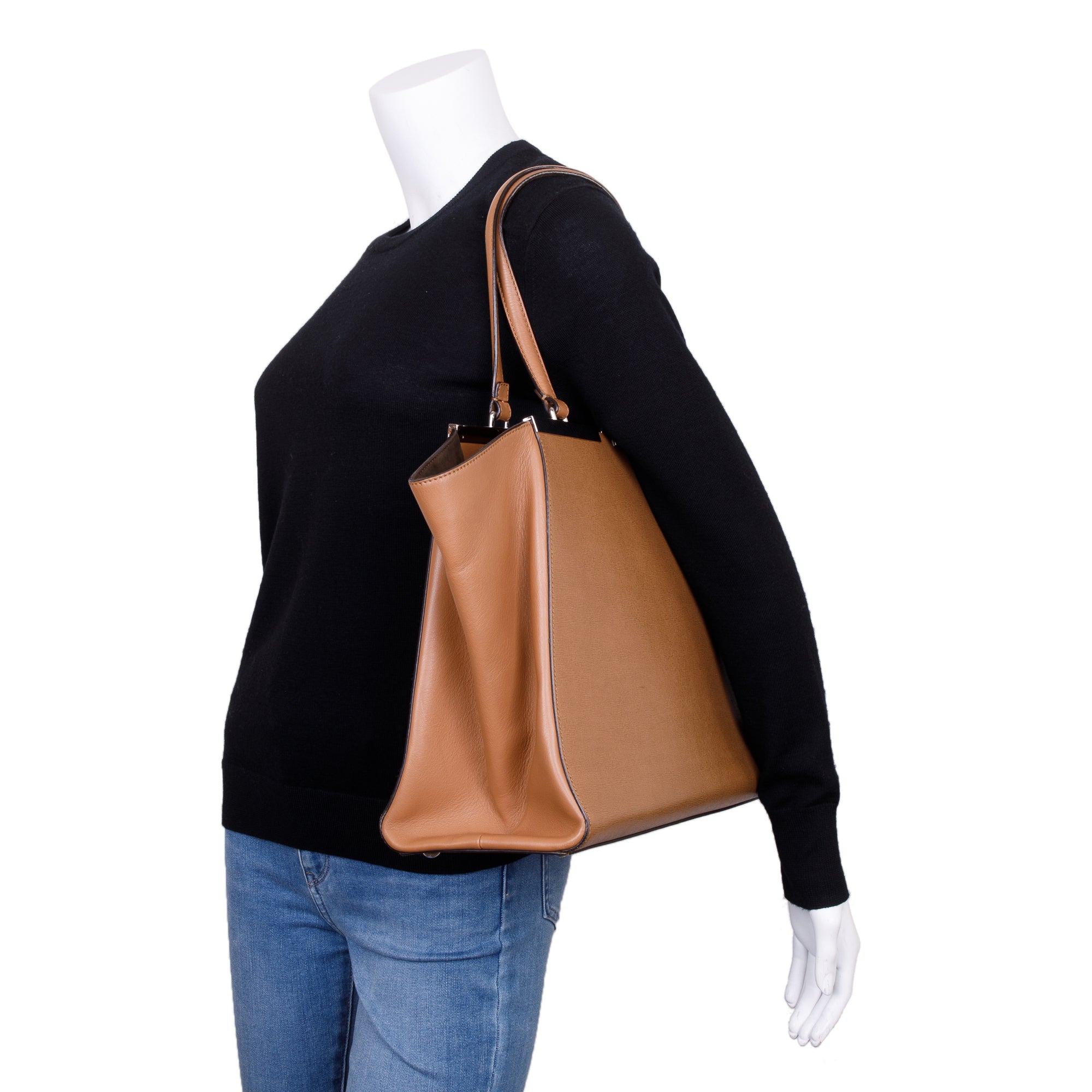 Fendi Brown Vitello Elite Leather Large 3Jours Tote