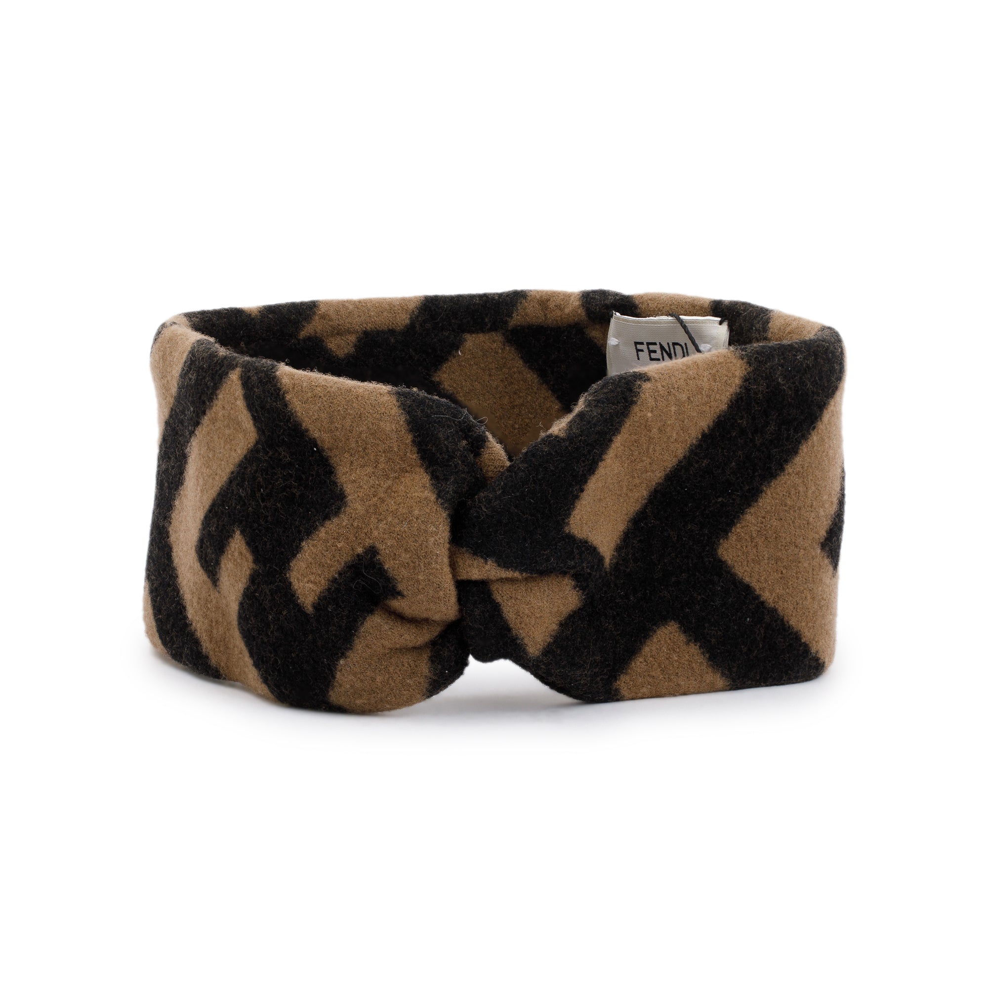 Fendi Brown Wool Zucca FF Logo Headband w/ Receipt