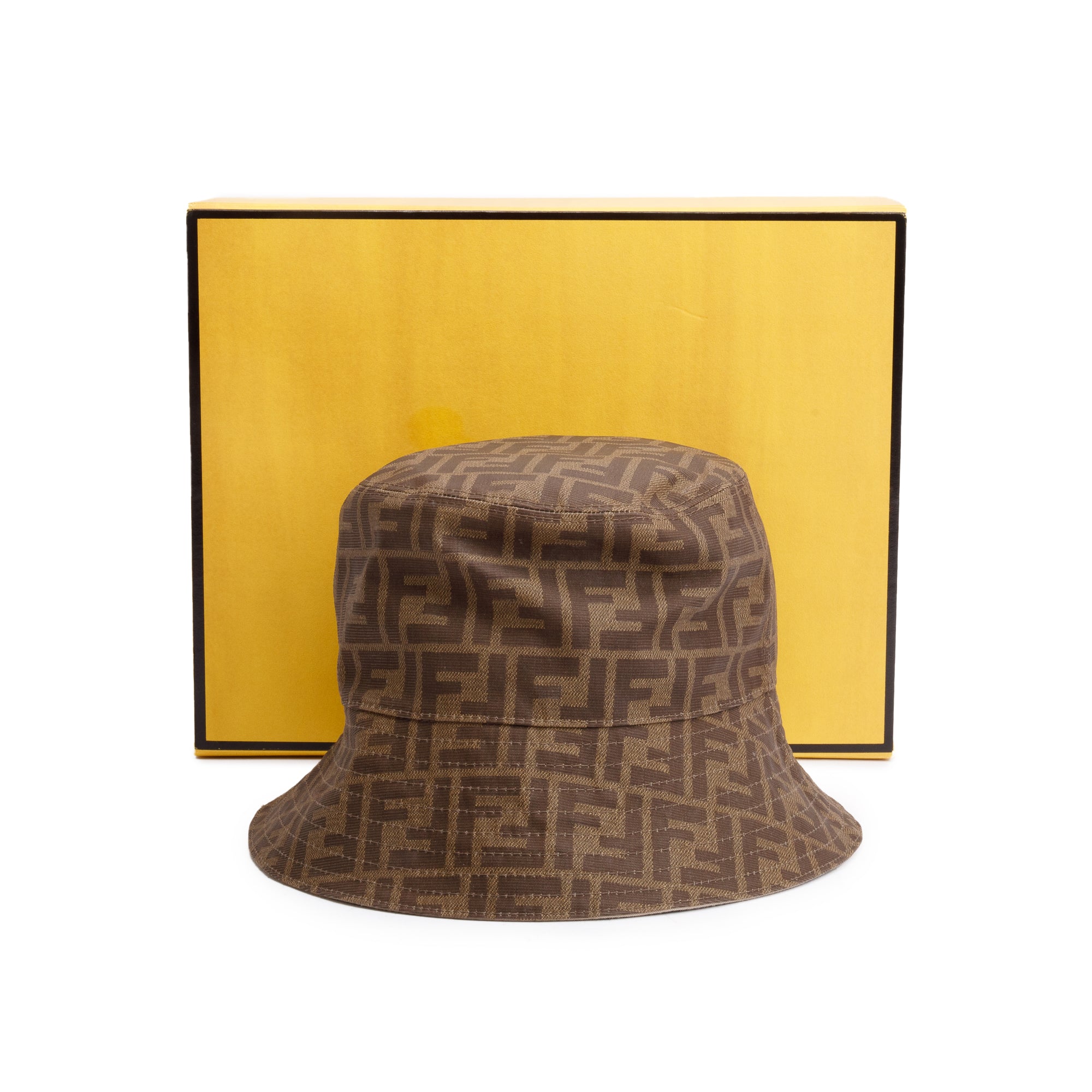 Fendi Brown Zucca FF Canvas Bucket Hat, Size S 58 w/ Box