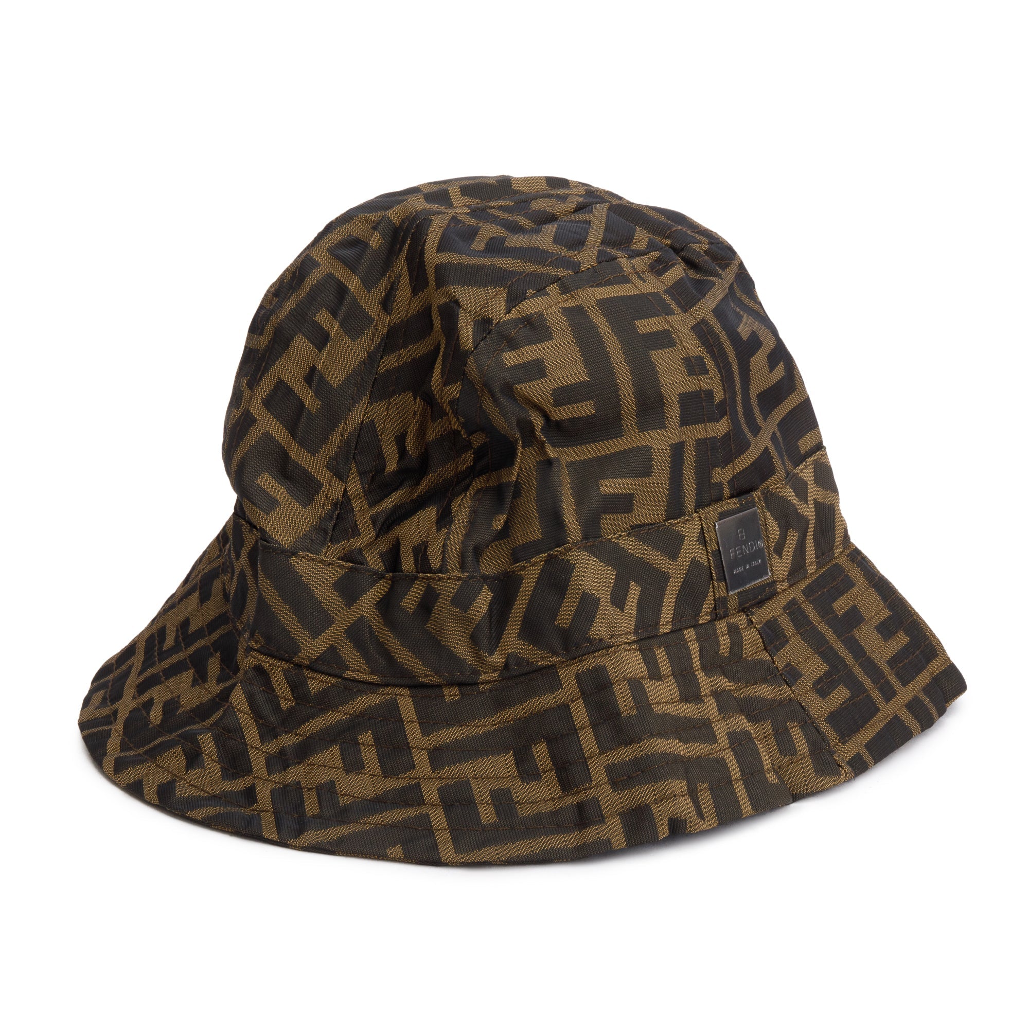 Fendi Brown Zucca FF Canvas Bucket Hat, Size S w/ Pouch