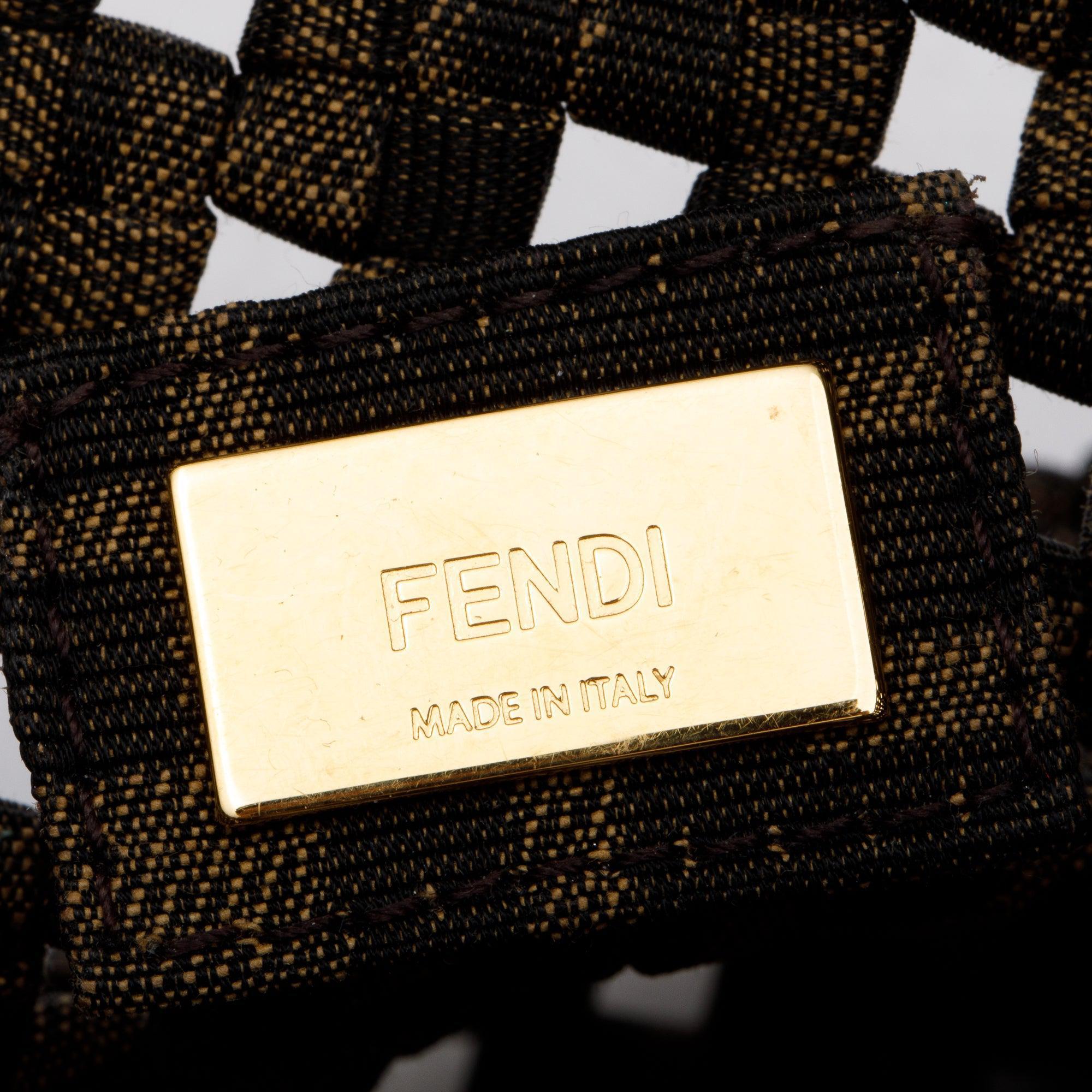 Fendi Brown Zucca Interlace Canvas Mini Mon Tresor Bucket Bag w/ Strap