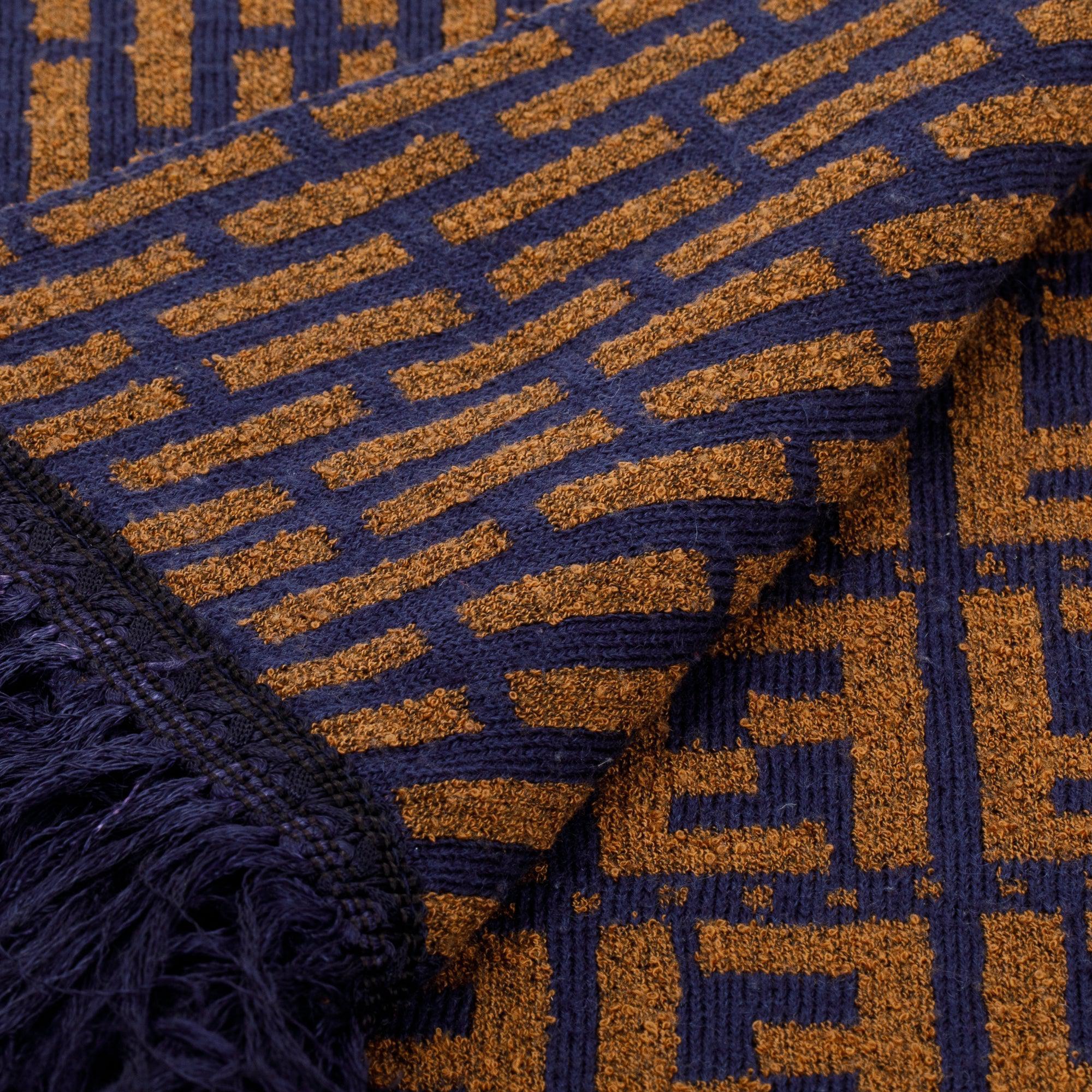 Fendi Brown/Blue Wool Zucca FF Logo Scarf