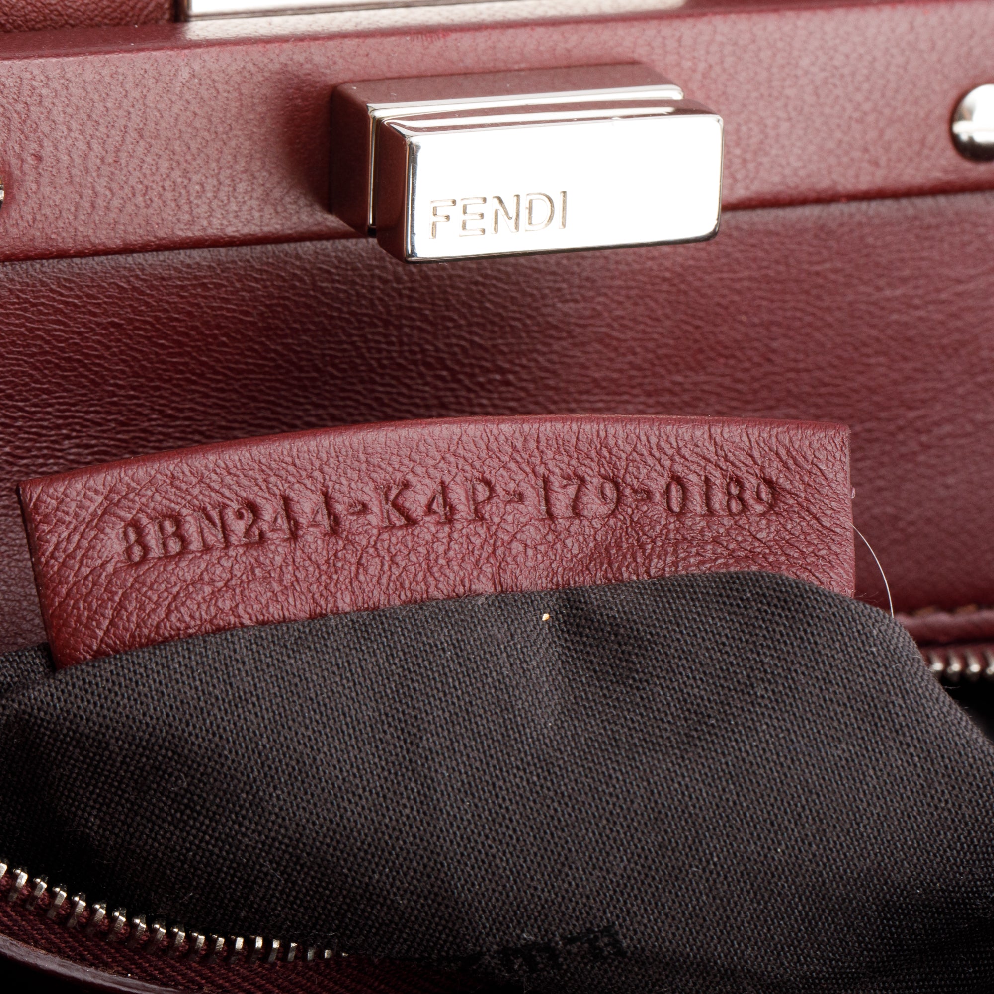 Fendi Burgundy Calfskin Leather Mini Peekaboo Bag w/ Strap & Receipt