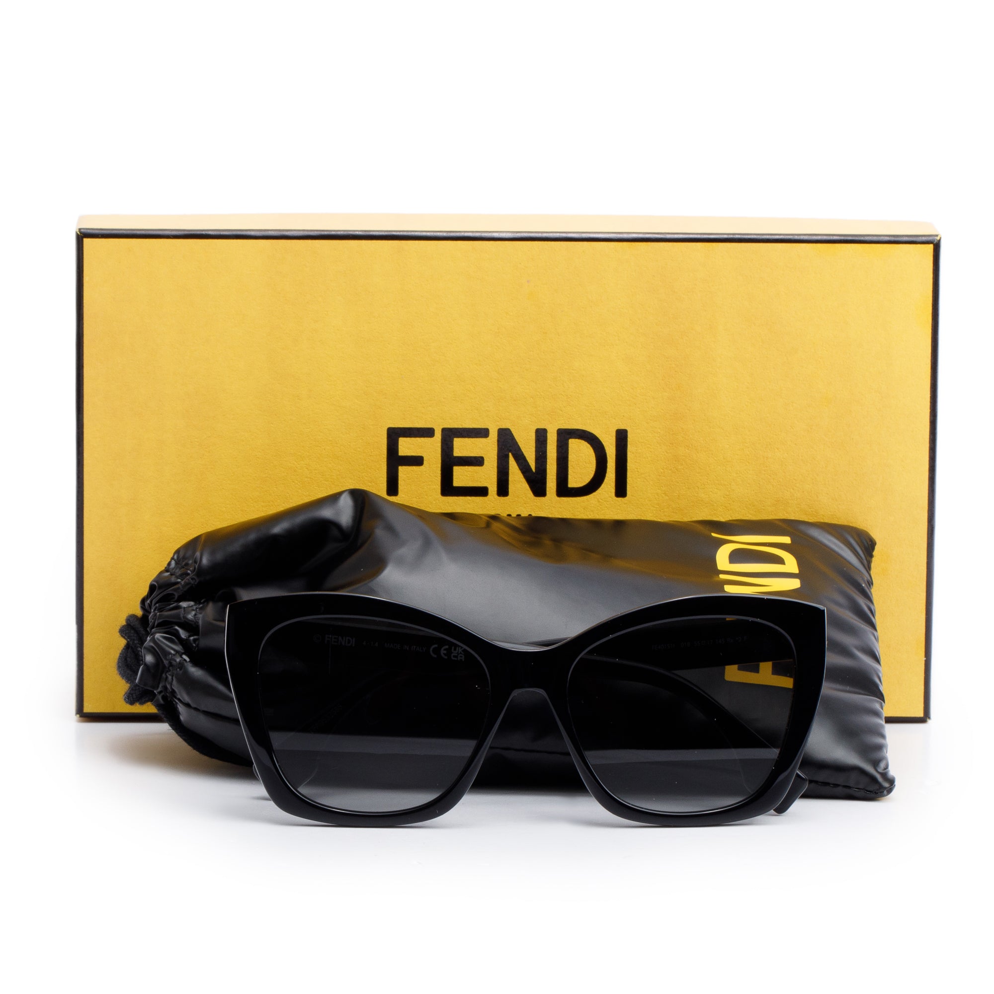 Fendi FE40151I Black Acetate Square Sunglasses w/ Box & Authenticity Card