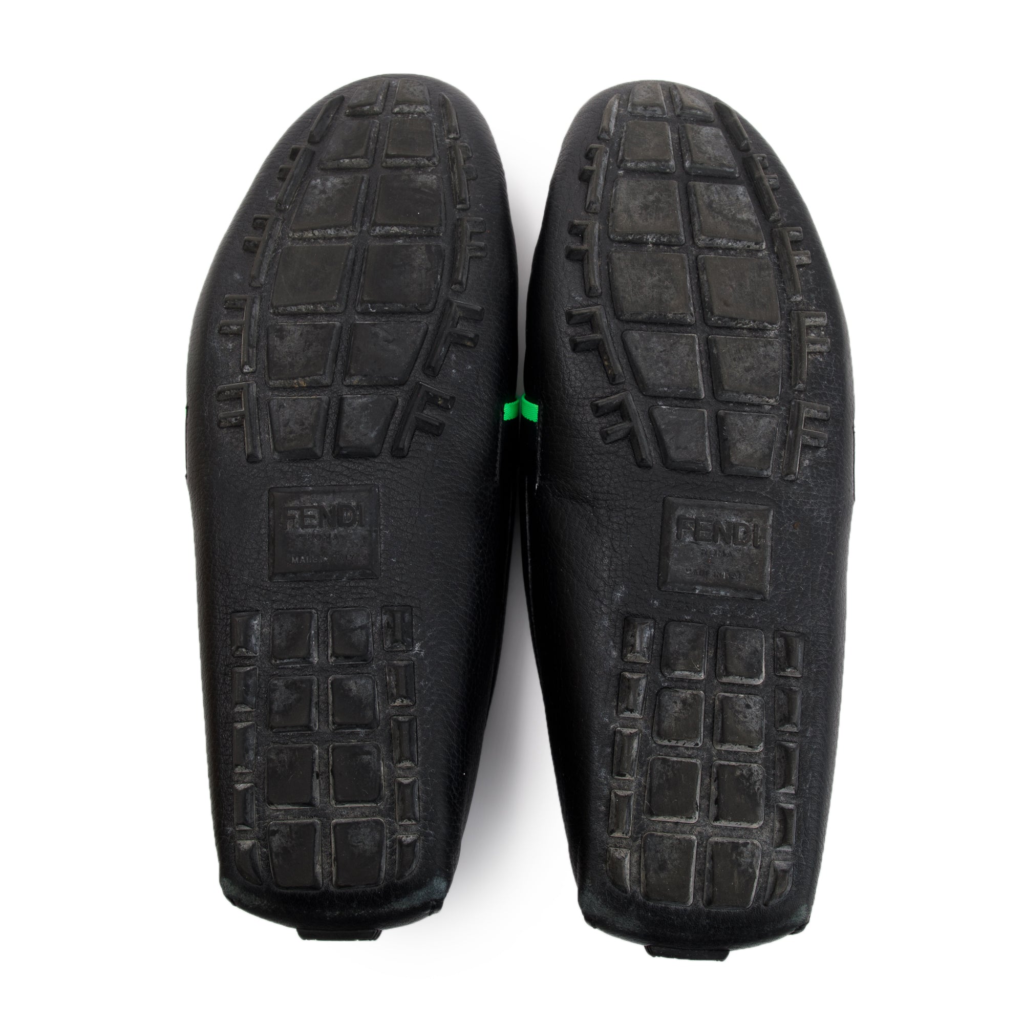 Fendi FF Black Leather Loafers, Size 11 w/ Box