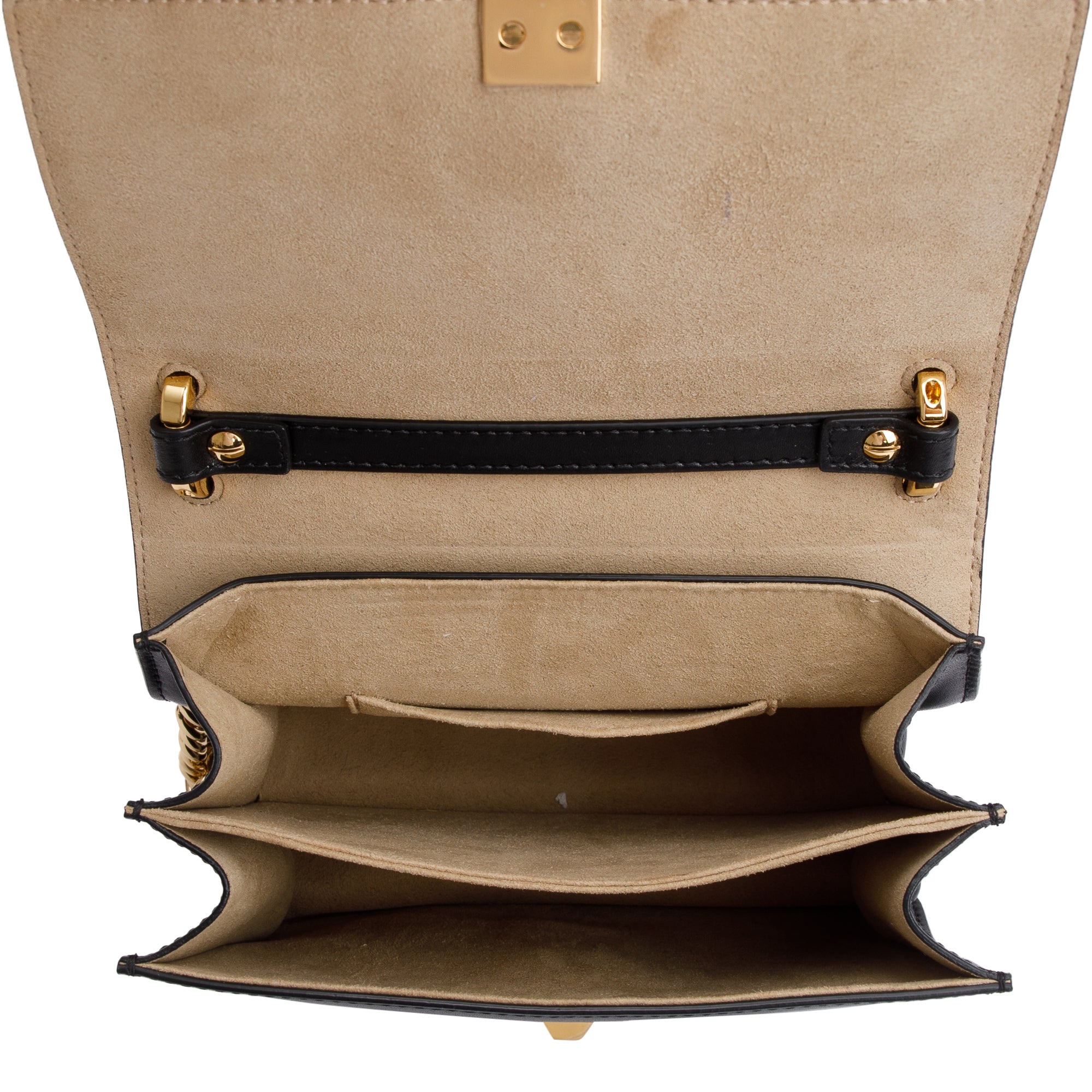 Fendi FF Embossed & Black Calfskin Leather Small Kan I Shoulder Bag