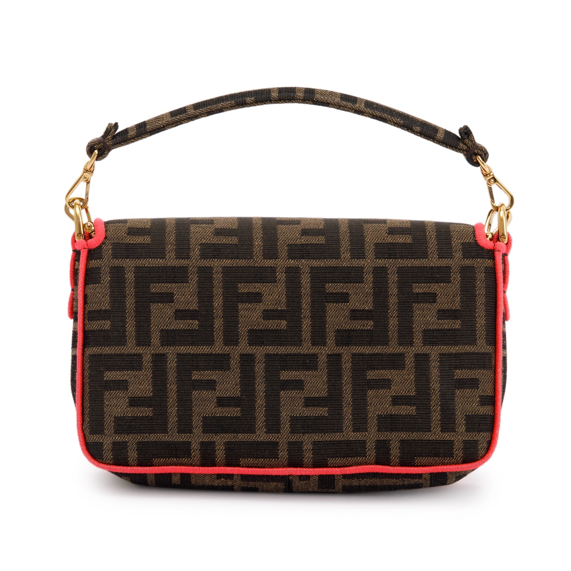 Fendi FF Zucca Canvas Mini Chain Baguette Crossbody Bag